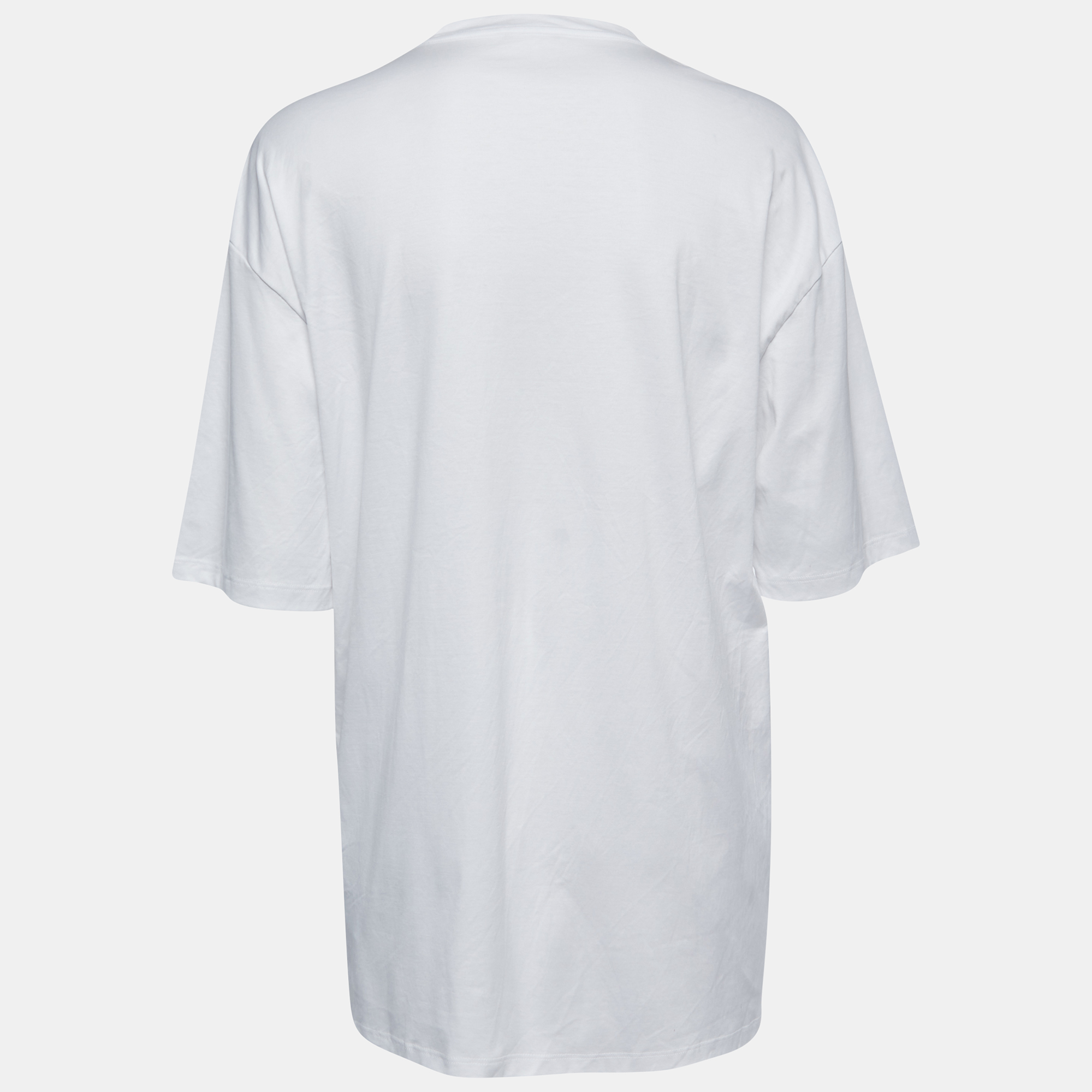 

Versace White Studded Cotton Crew Neck Half Sleeve Goddess T-Shirt