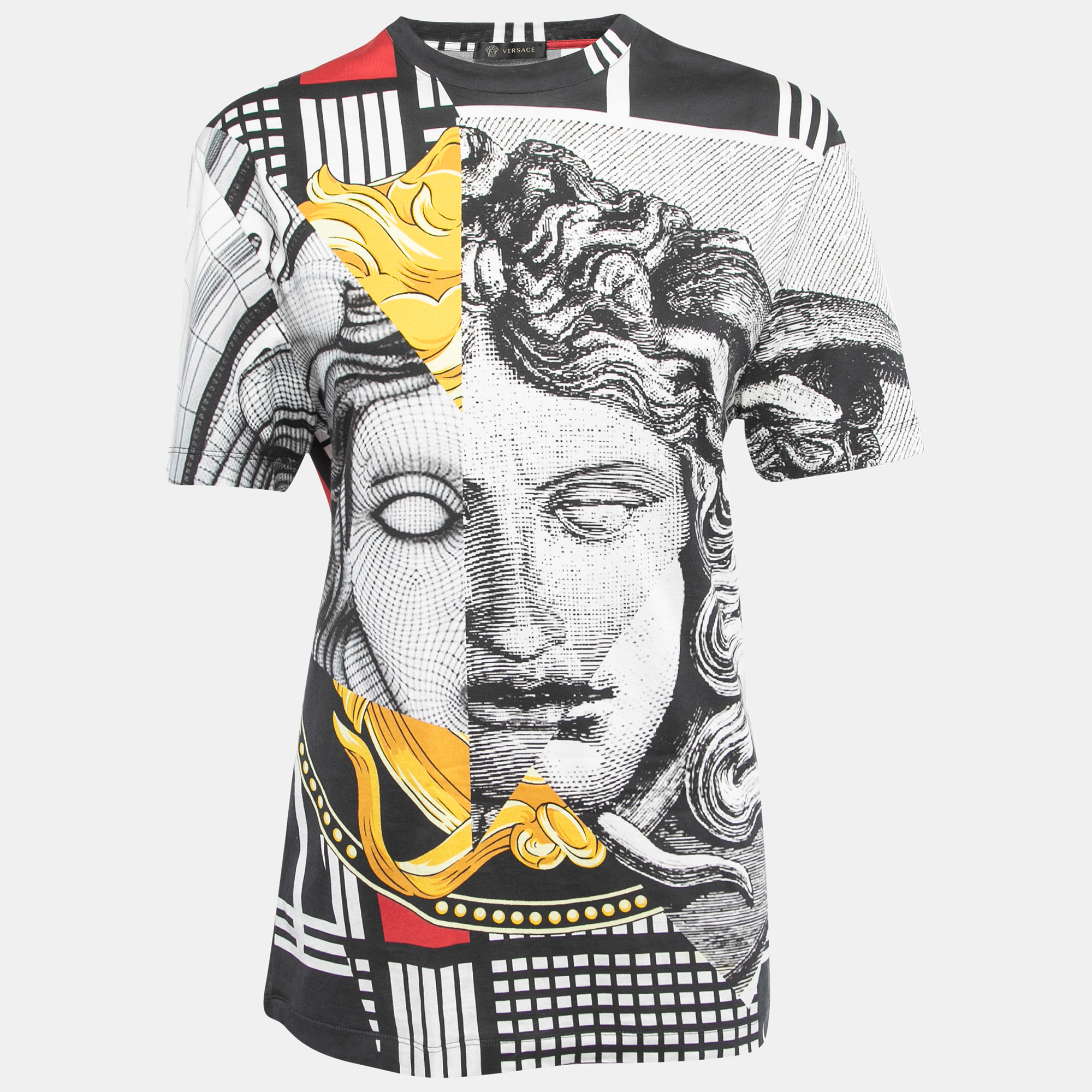 Pre-owned Versace Multicolor Printed Cotton Knit T-shirt M