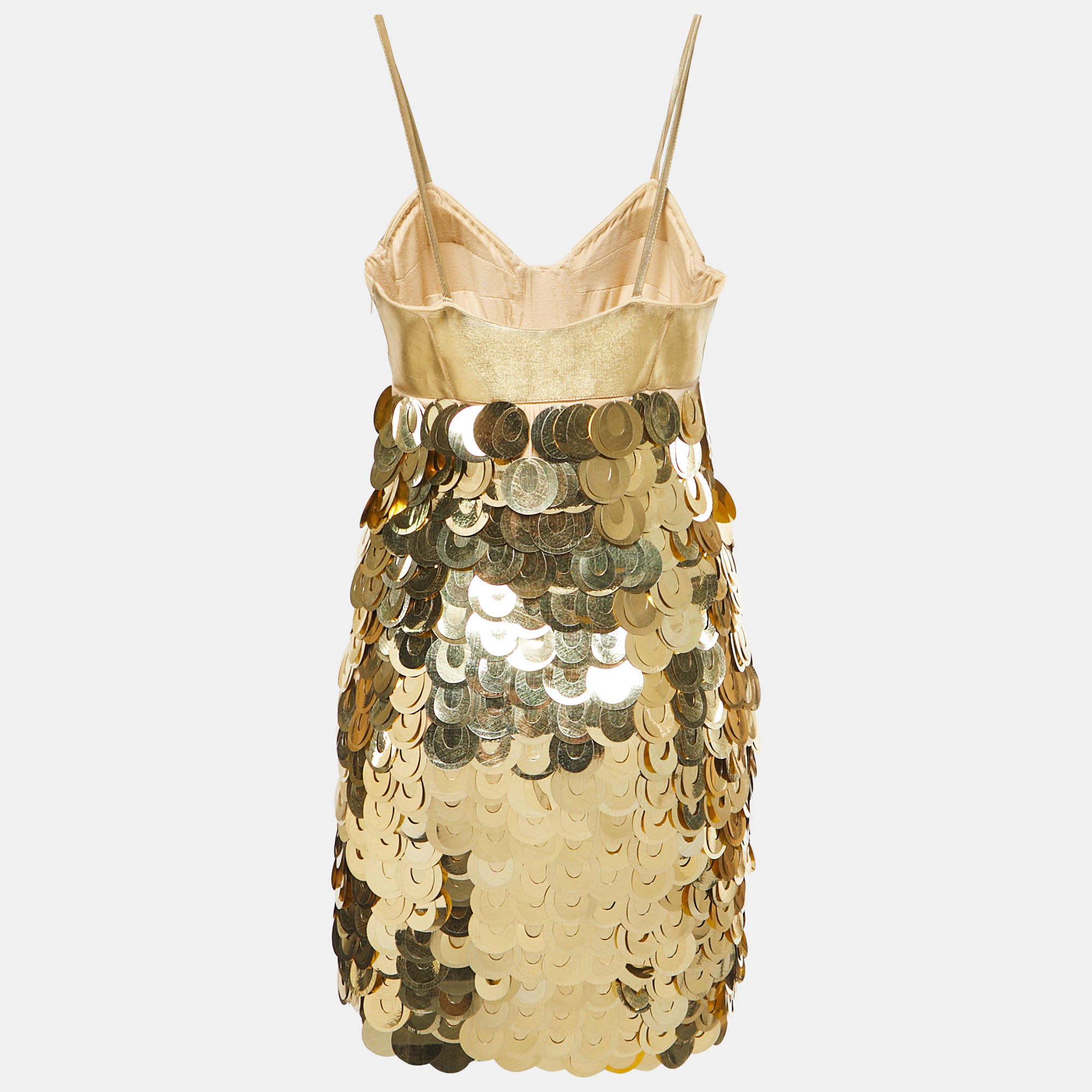 

Versace Gold Sequin Embellished Strappy Mini Dress