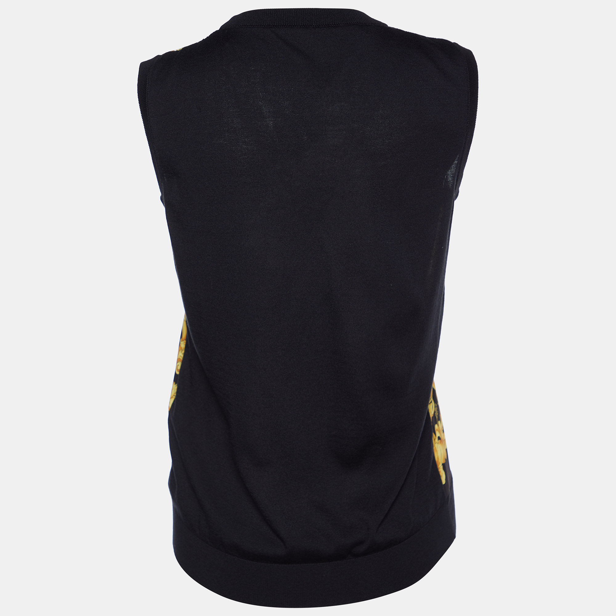 

Versace Black Baroque Printed Silk & Knit Tank Top