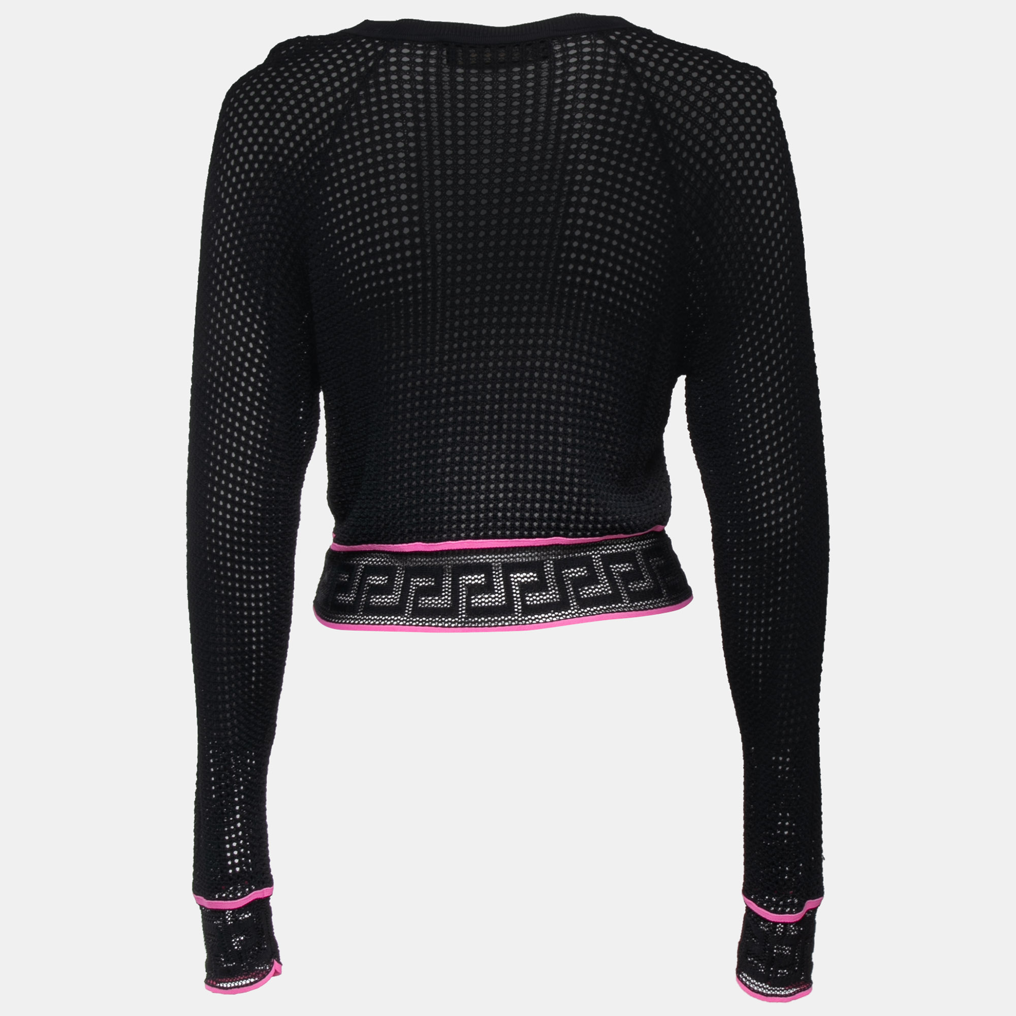 

Versace Black Perforated Knit Long Sleeve Top