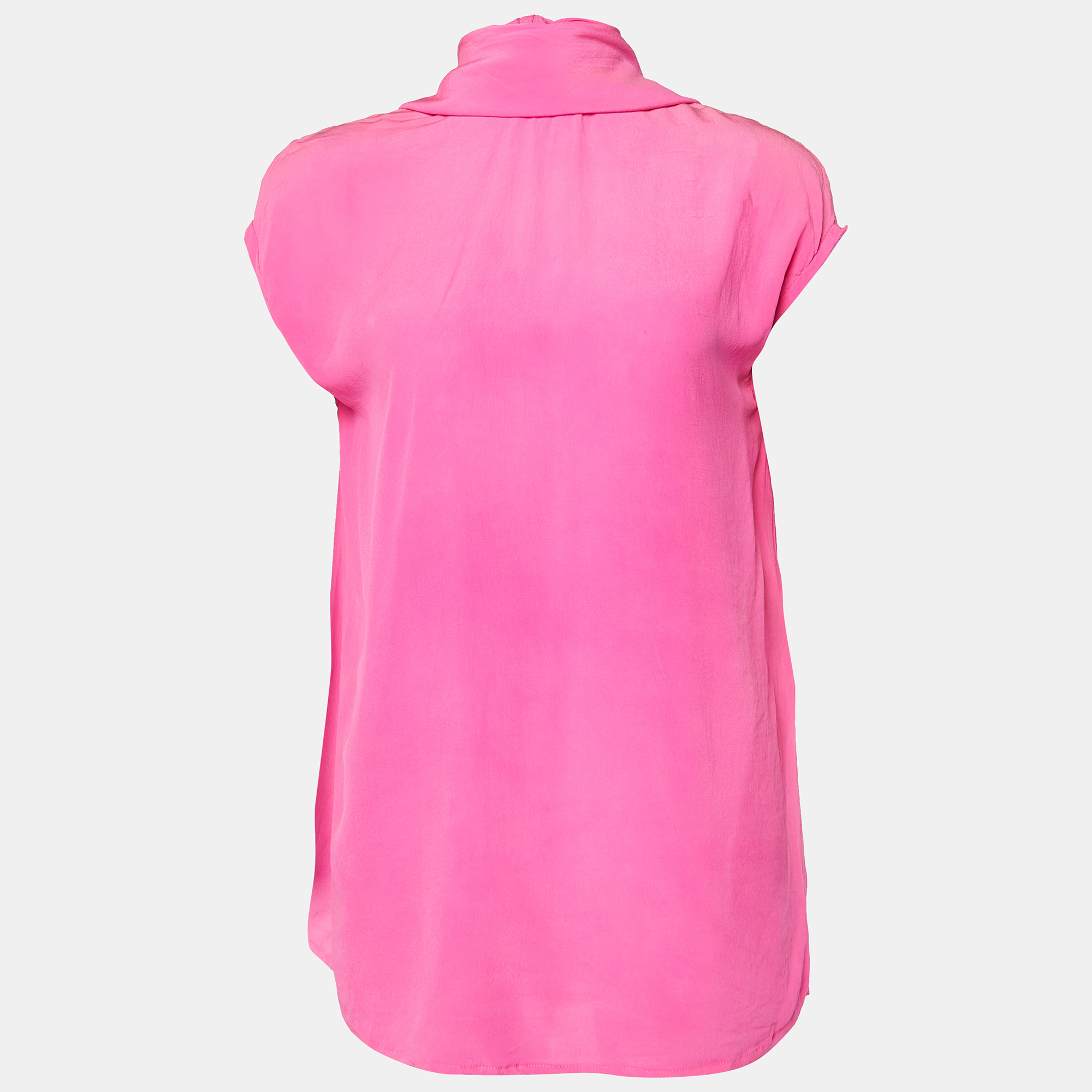 

Versace Pink Silk Chiffon Neck Tie Detail Sleeveless Top