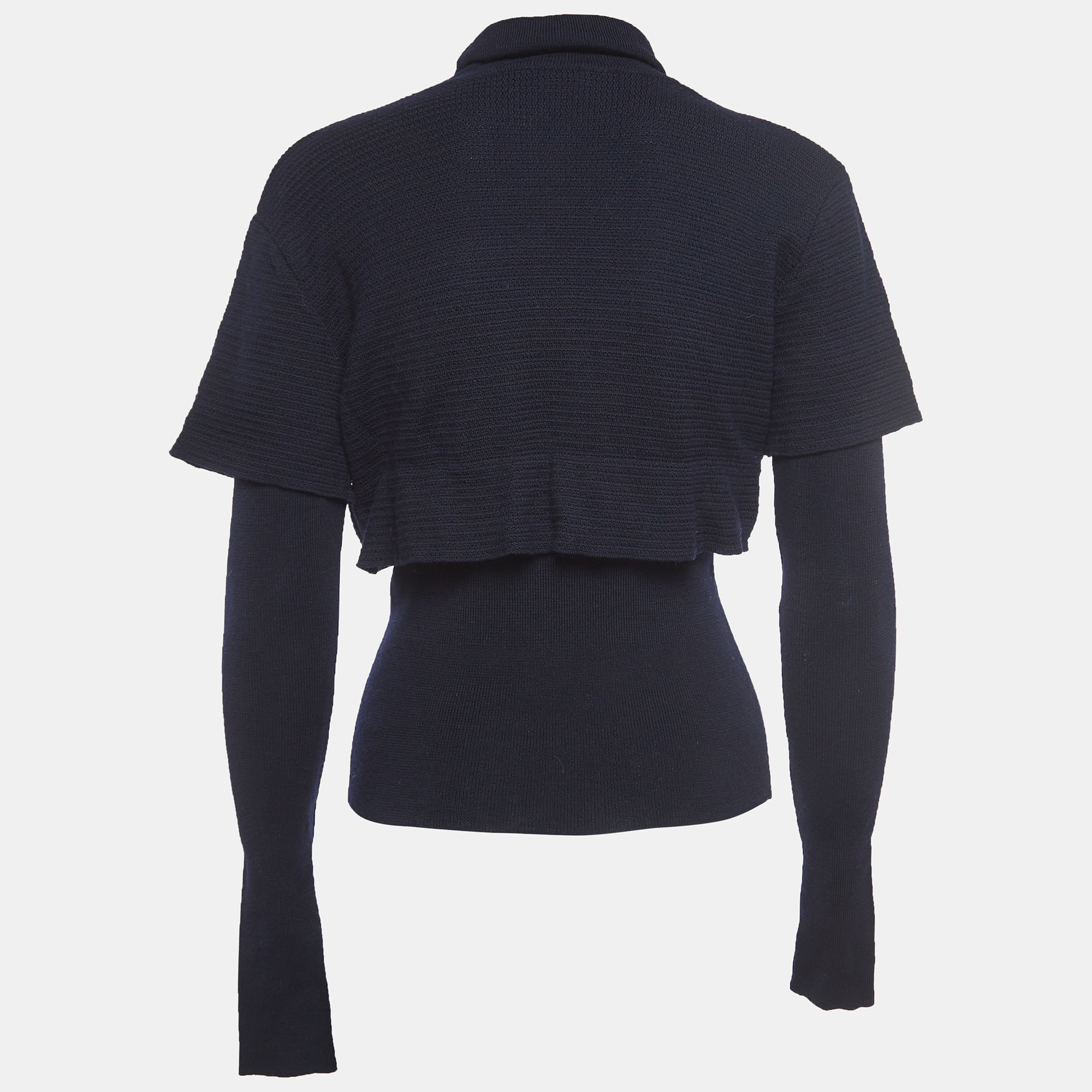 

Versace Navy Blue Wool Knit Turtle Neck Long Sleeve Top