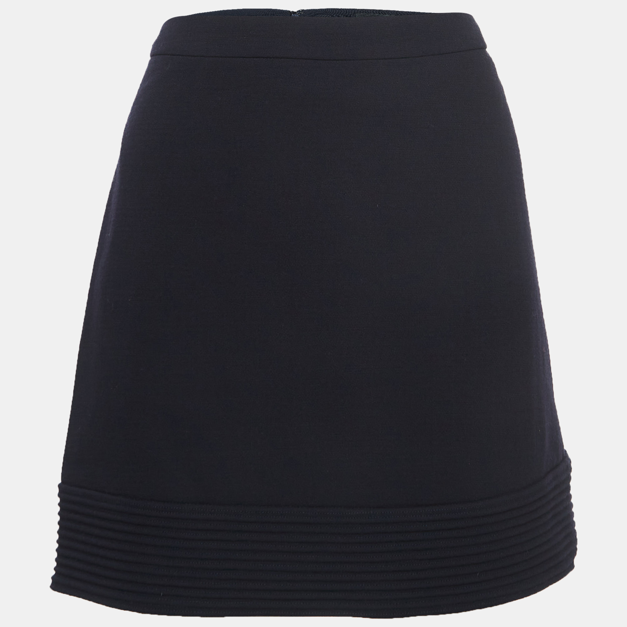 Pre-owned Versace Navy Blue Wool Knit Mini Skirt S