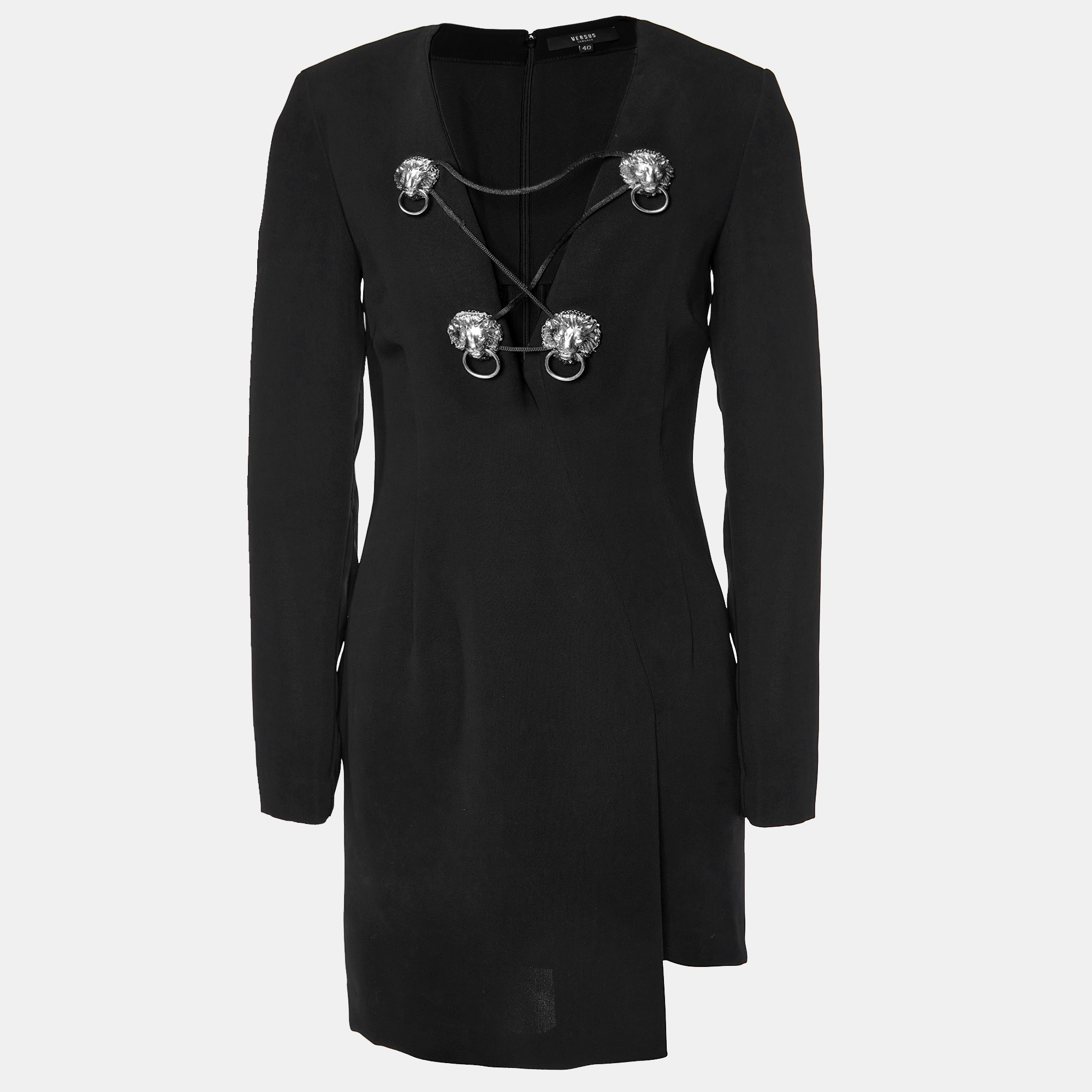 

Versus Versace Black Crepe Logo Detail Mini Dress
