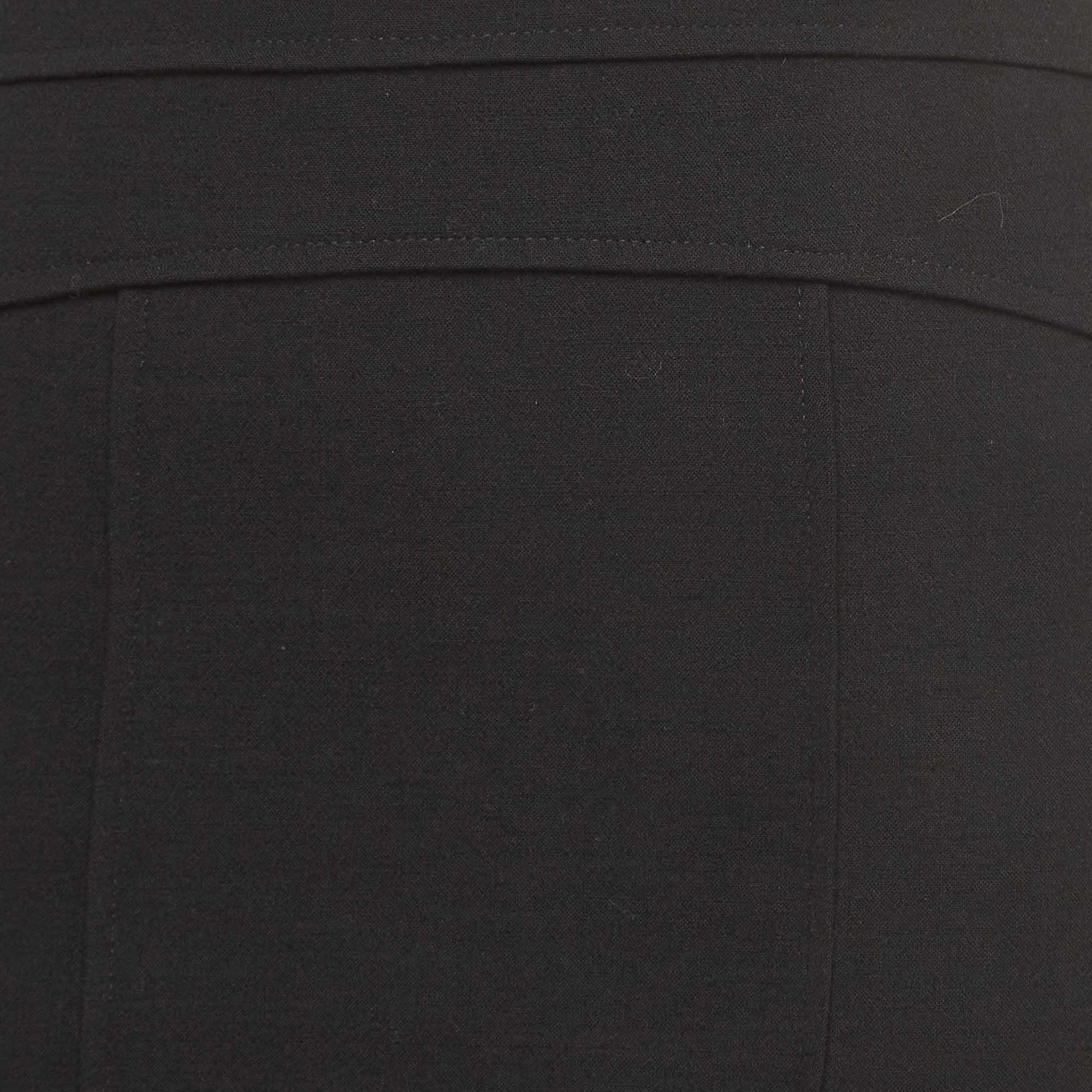 Versace Vintage Black Wool Blend Tucked Pencil Skirt S 