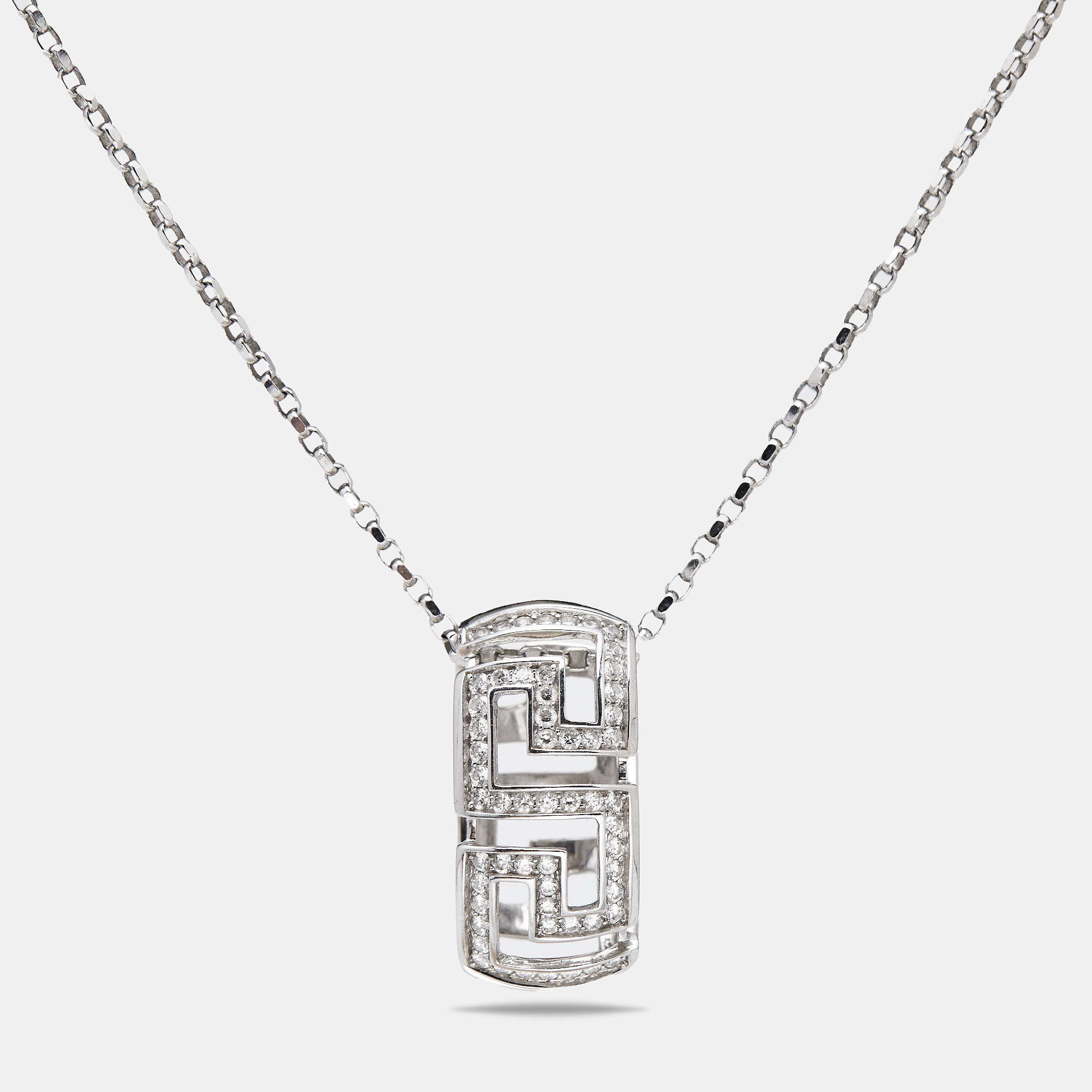 

Versace Greca Diamond 18k White Gold Pendant Necklace