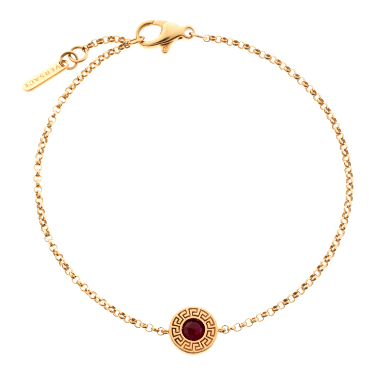 Versace Red Gemstone 18k Rose Gold Soft Bracelet