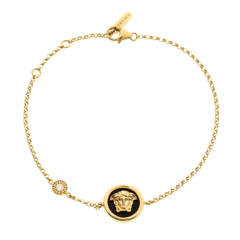 18K Solid Yellow Gold Versace Print Design Womens Bangle Bracelet  eBay