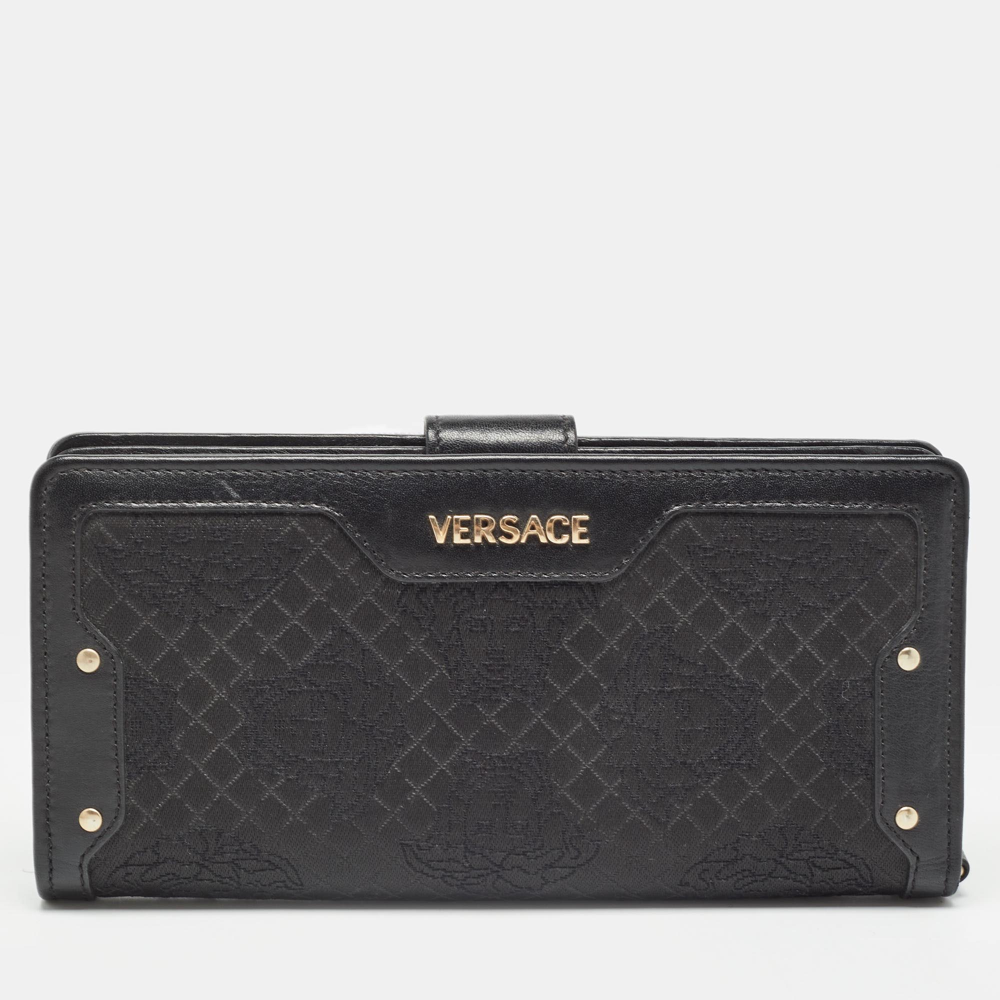 

Versace Black Canvas and Leather Medusa Continental Flap Wallet