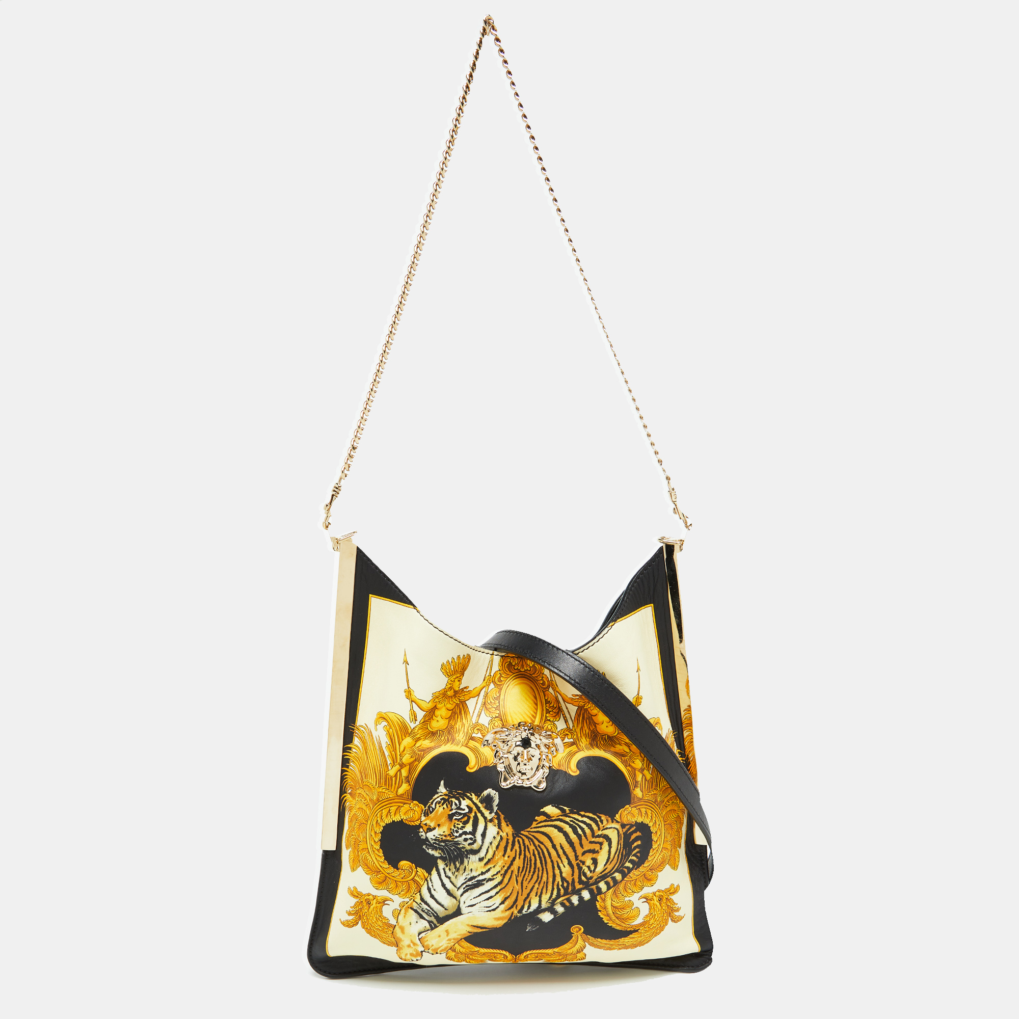 

Versace Multicolor Leather Tiger Printed Medusa Shoulder Bag