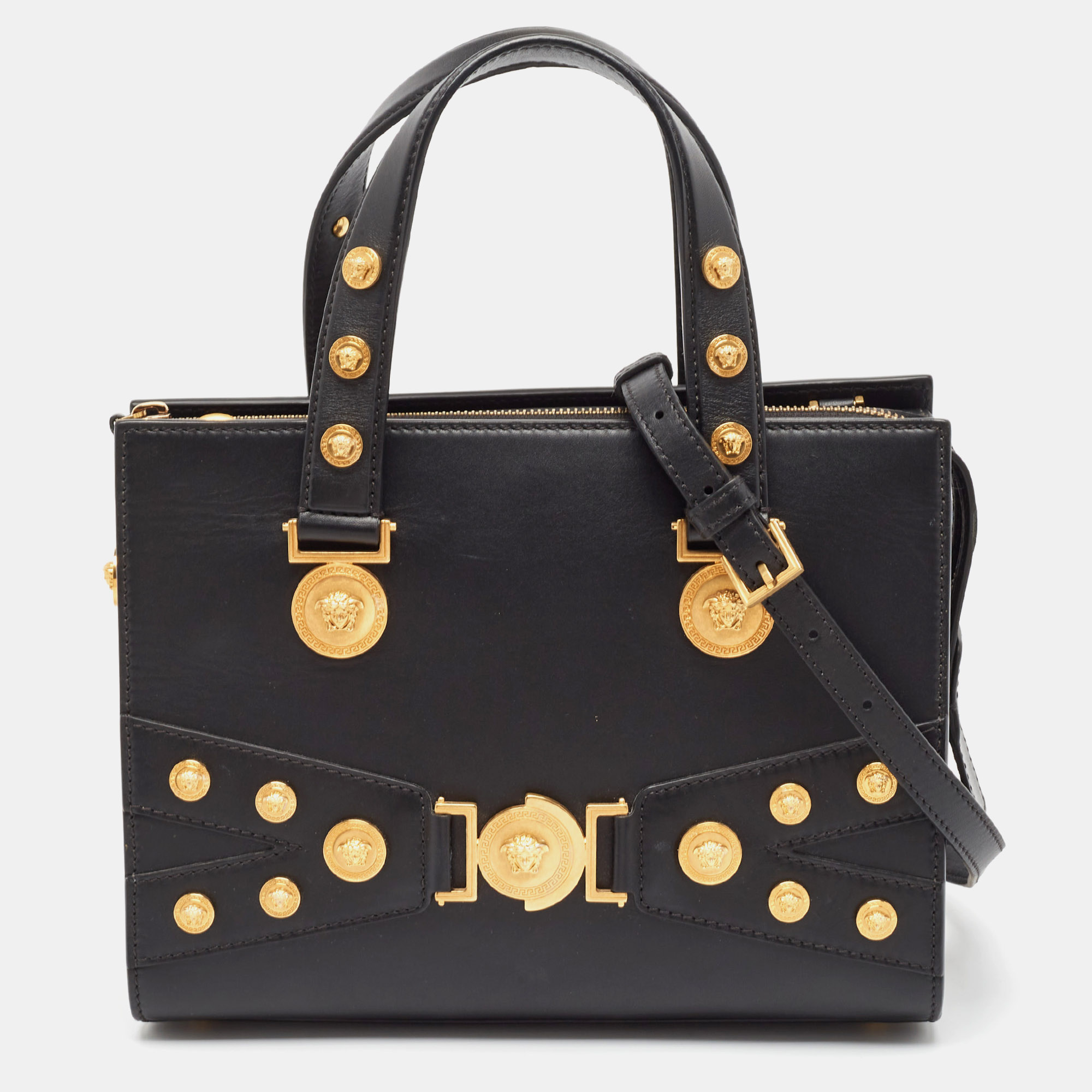 

Versace Black Leather Medusa Tribute Tote