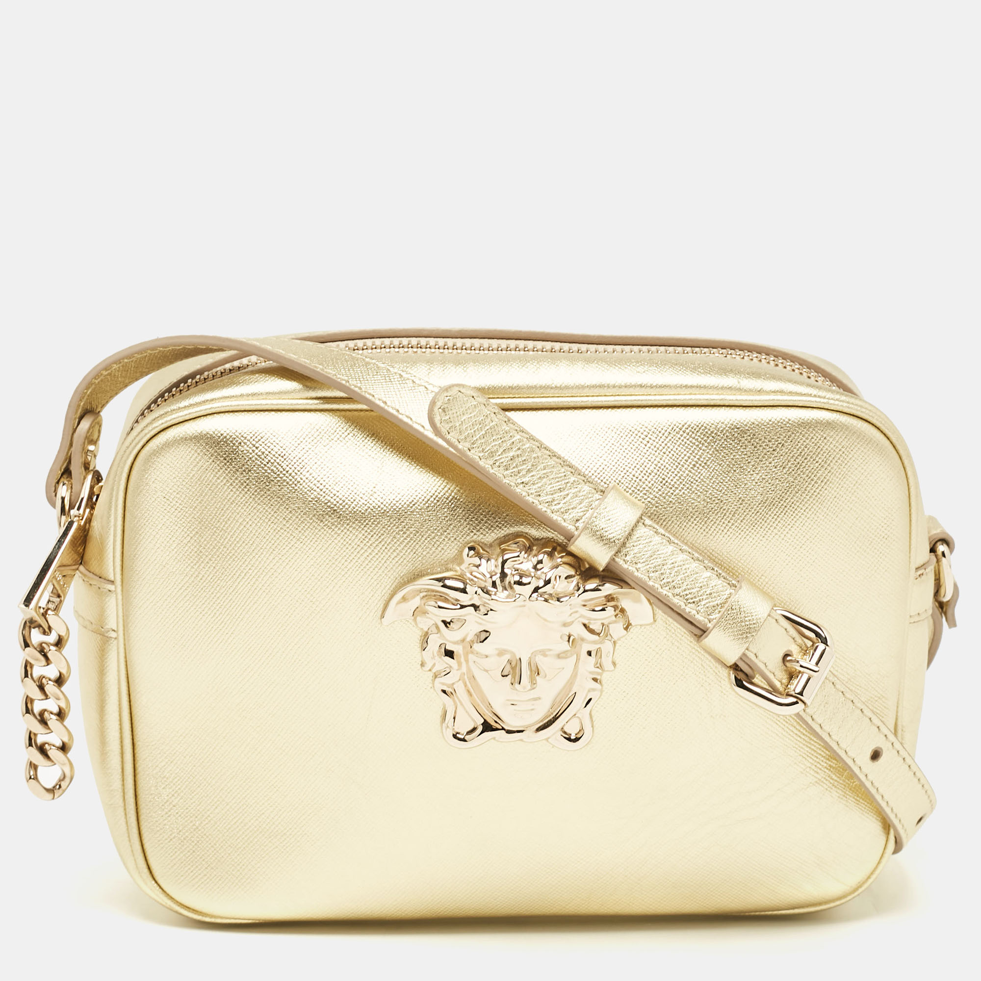 

Versace Gold Leather Medusa Camera Crossbody Bag