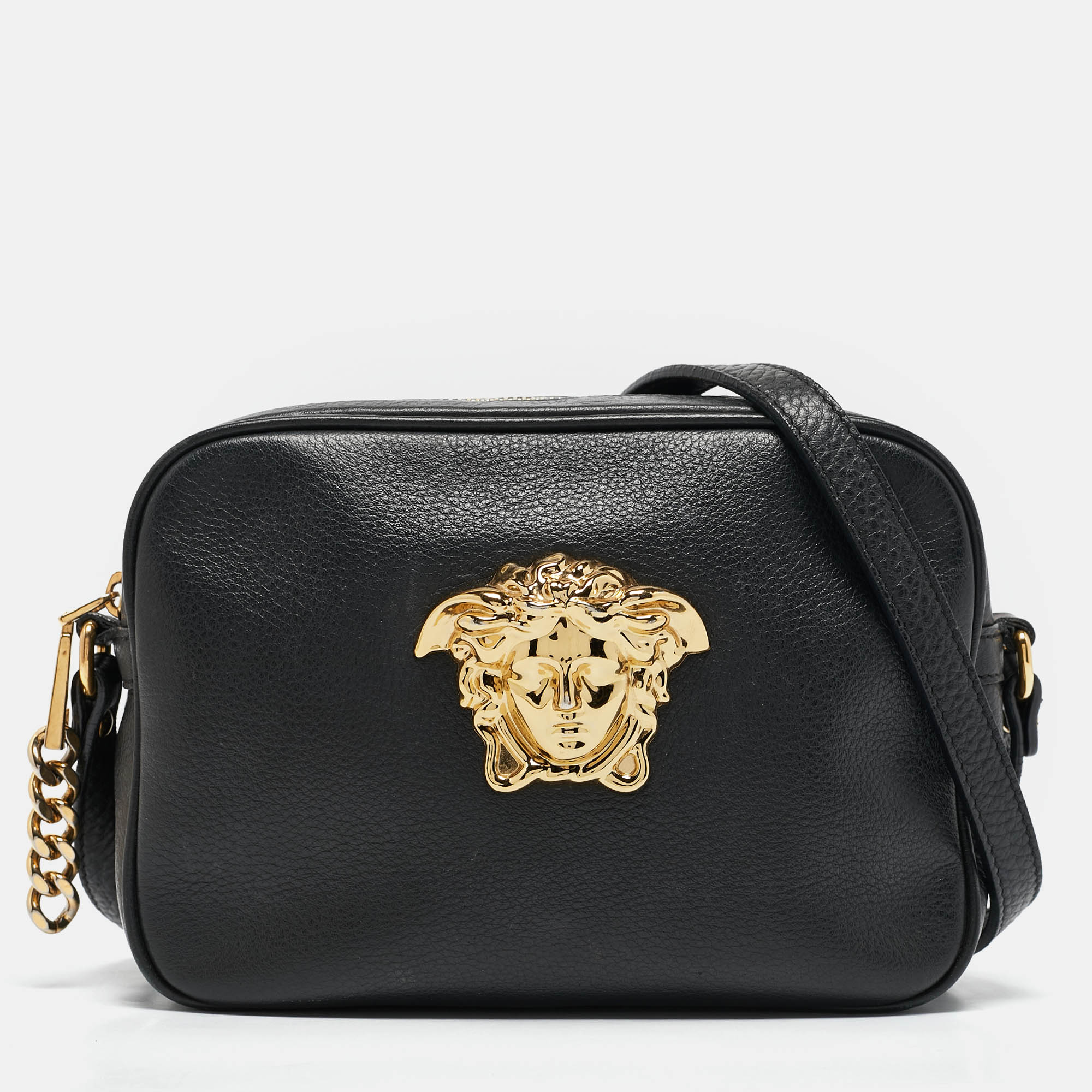 

Versace Black Leather Palazzo Medusa Camera Crossbody Bag