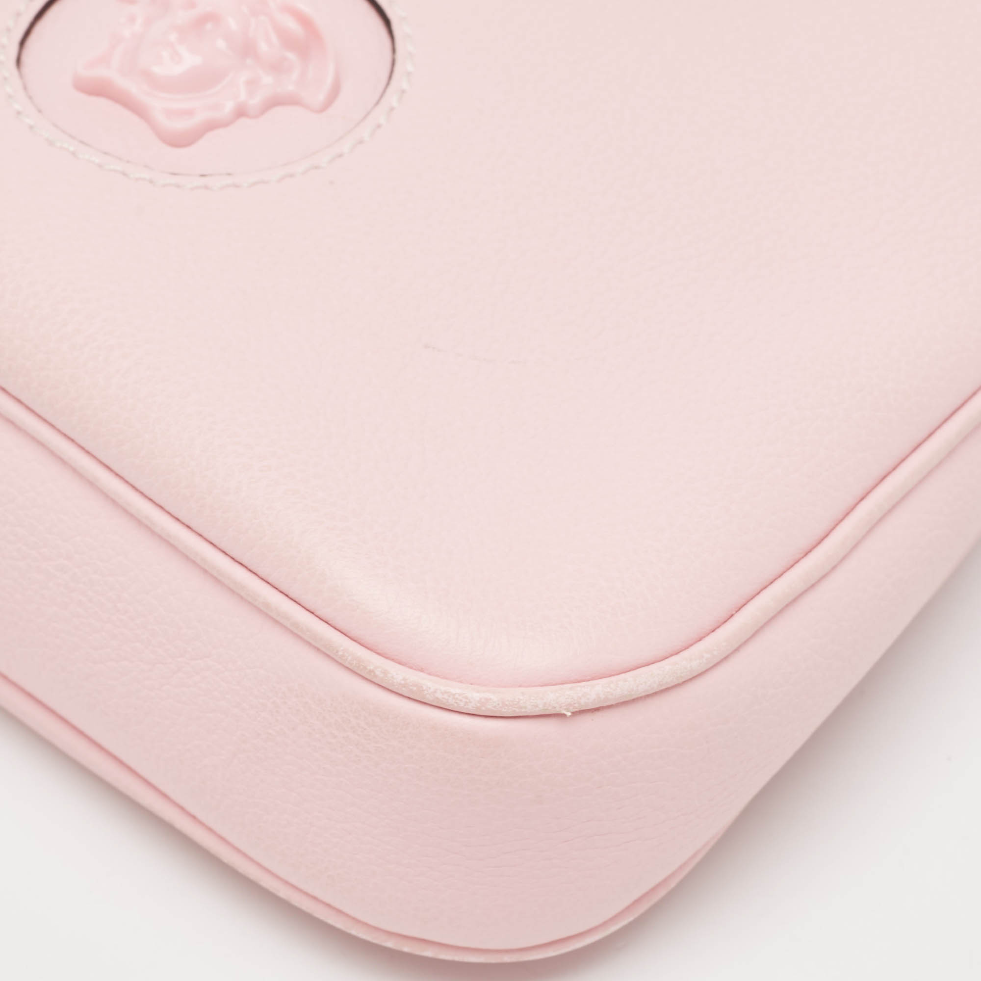 Versace Light Pink Leather La Medusa Shoulder Bag 