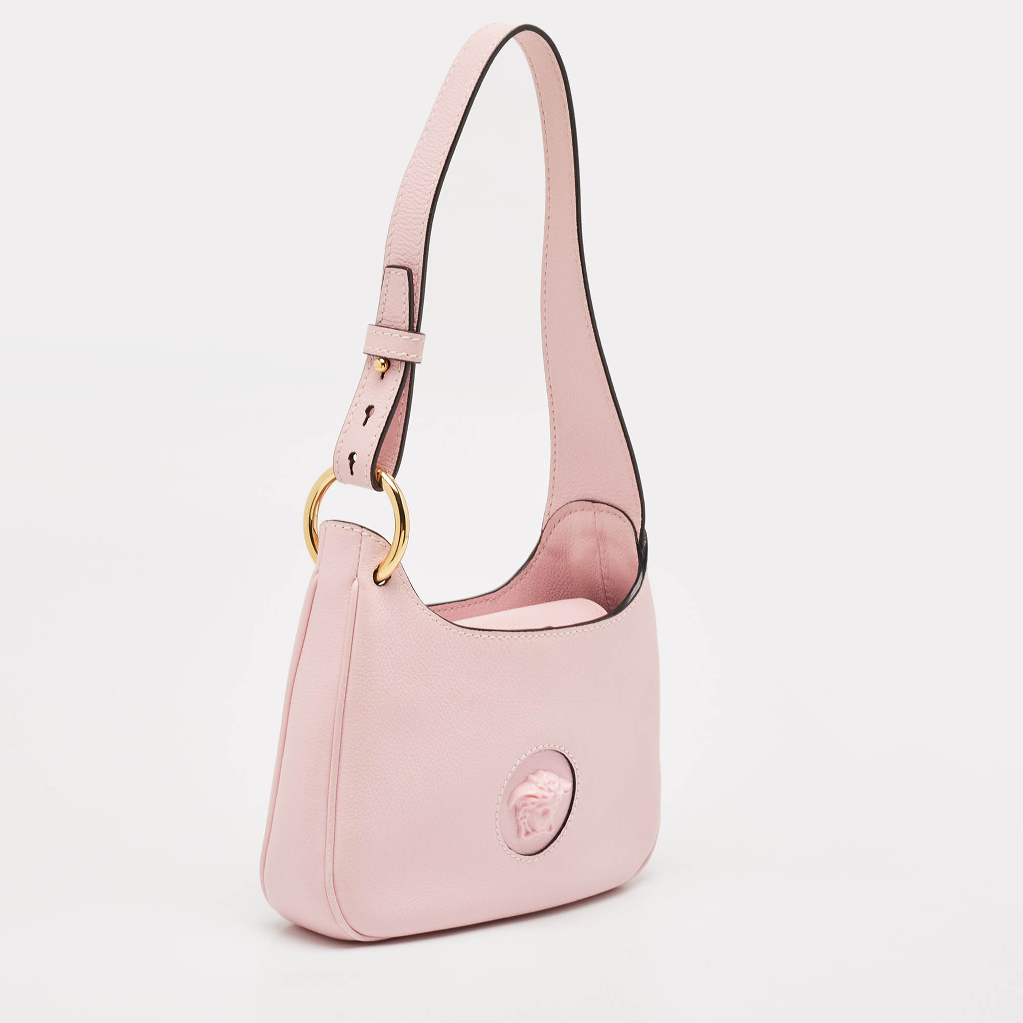 Versace Light Pink Leather La Medusa Shoulder Bag 
