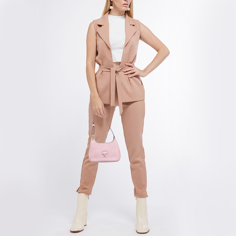 Versace Light Pink Leather La Medusa Shoulder Bag 