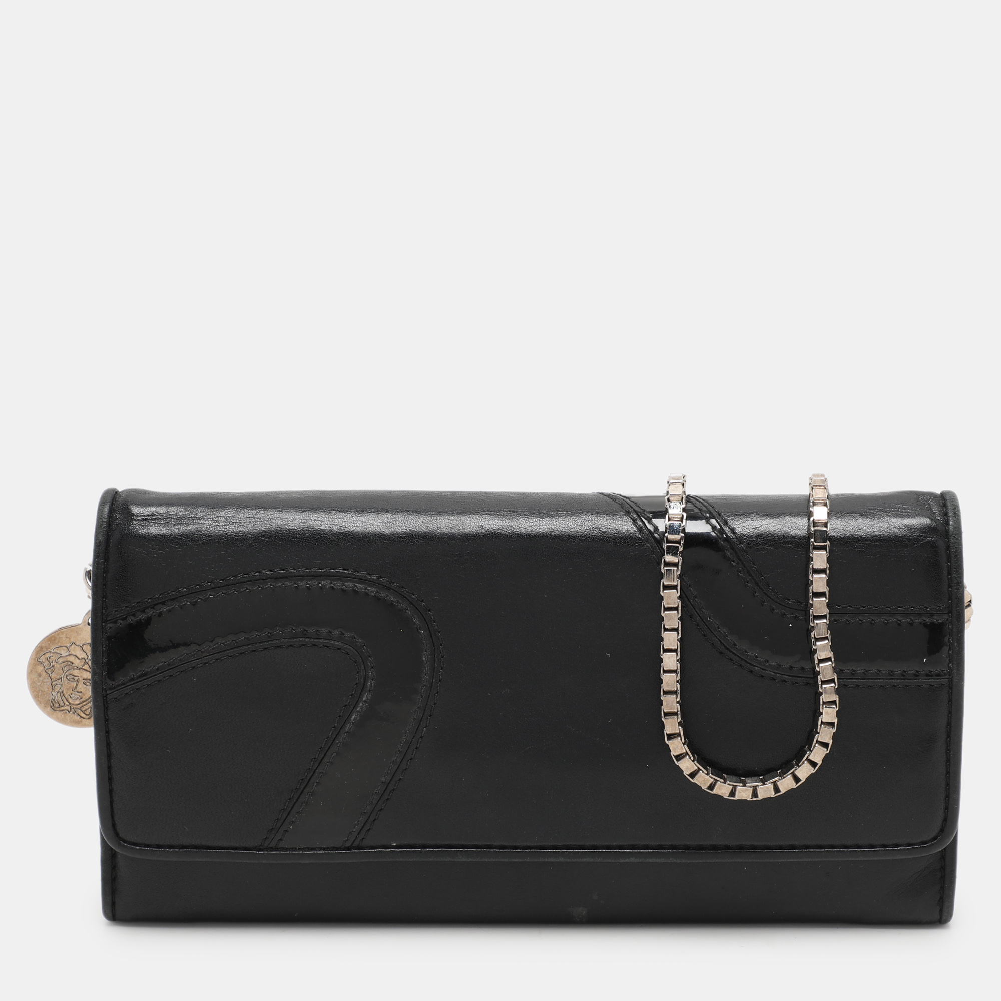 

Versace Black Leather Wallet On Chain