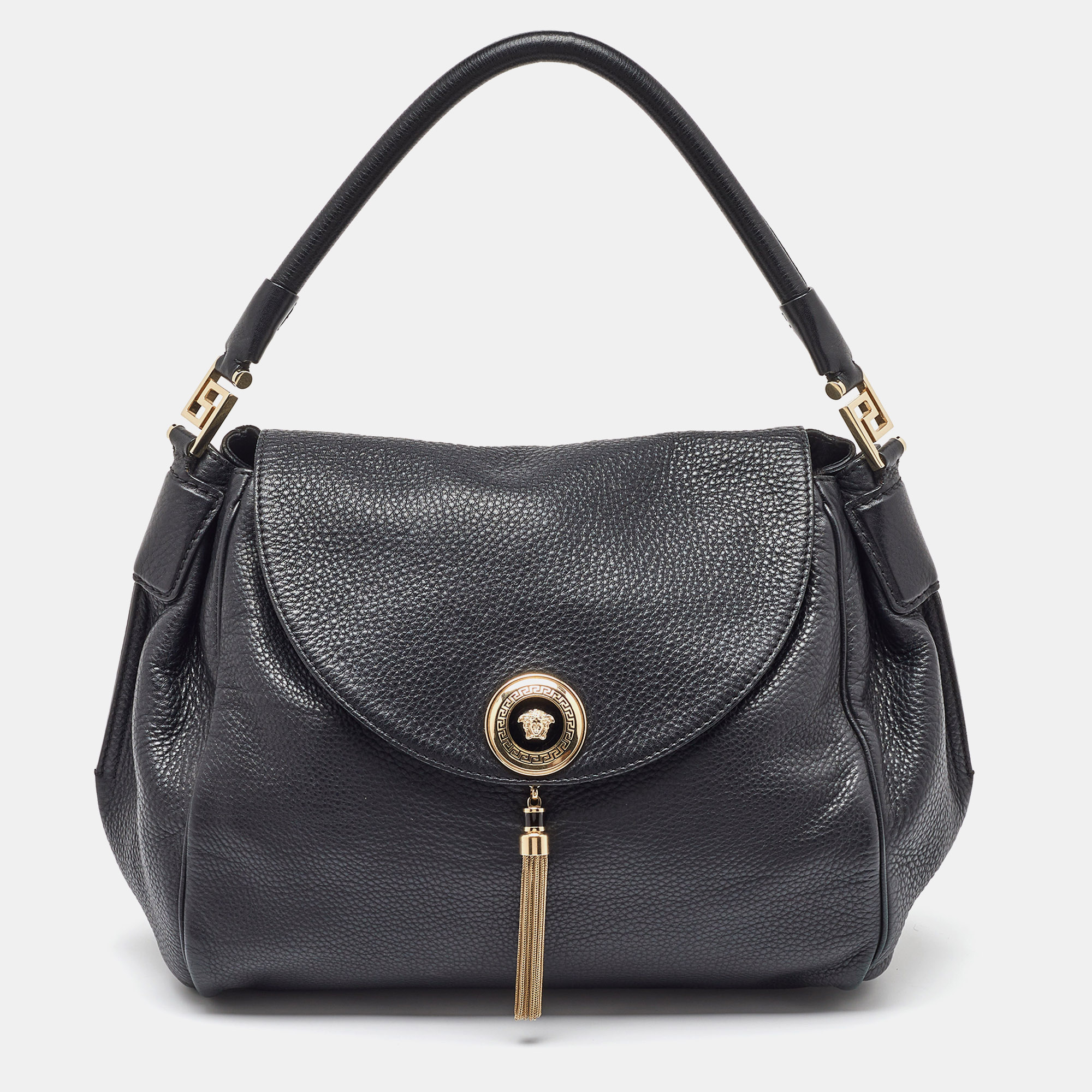 

Versace Black Leather Altea Medusa Flap Shoulder Bag