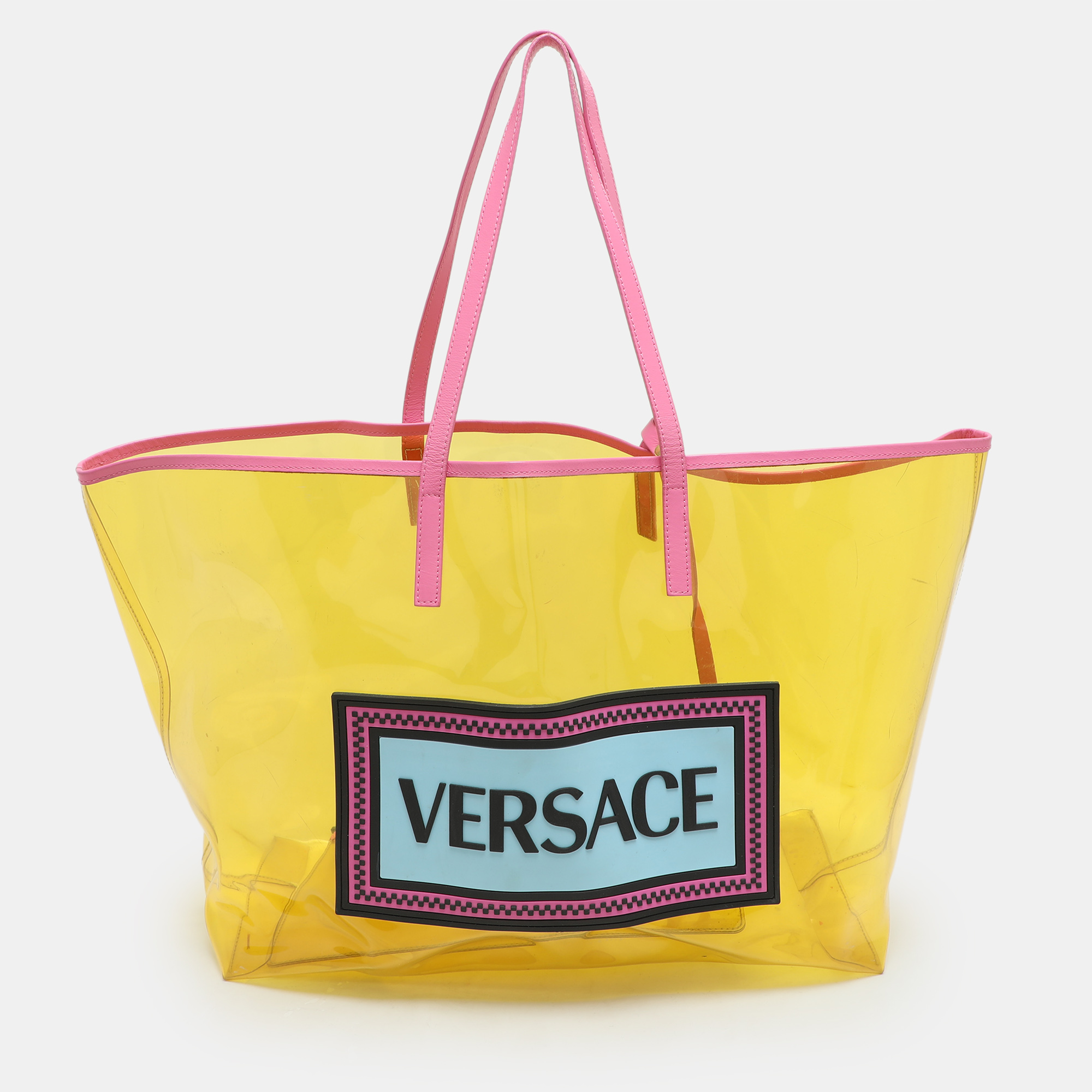 

Versace Yellow/Pink Clear PVC Logo Tote