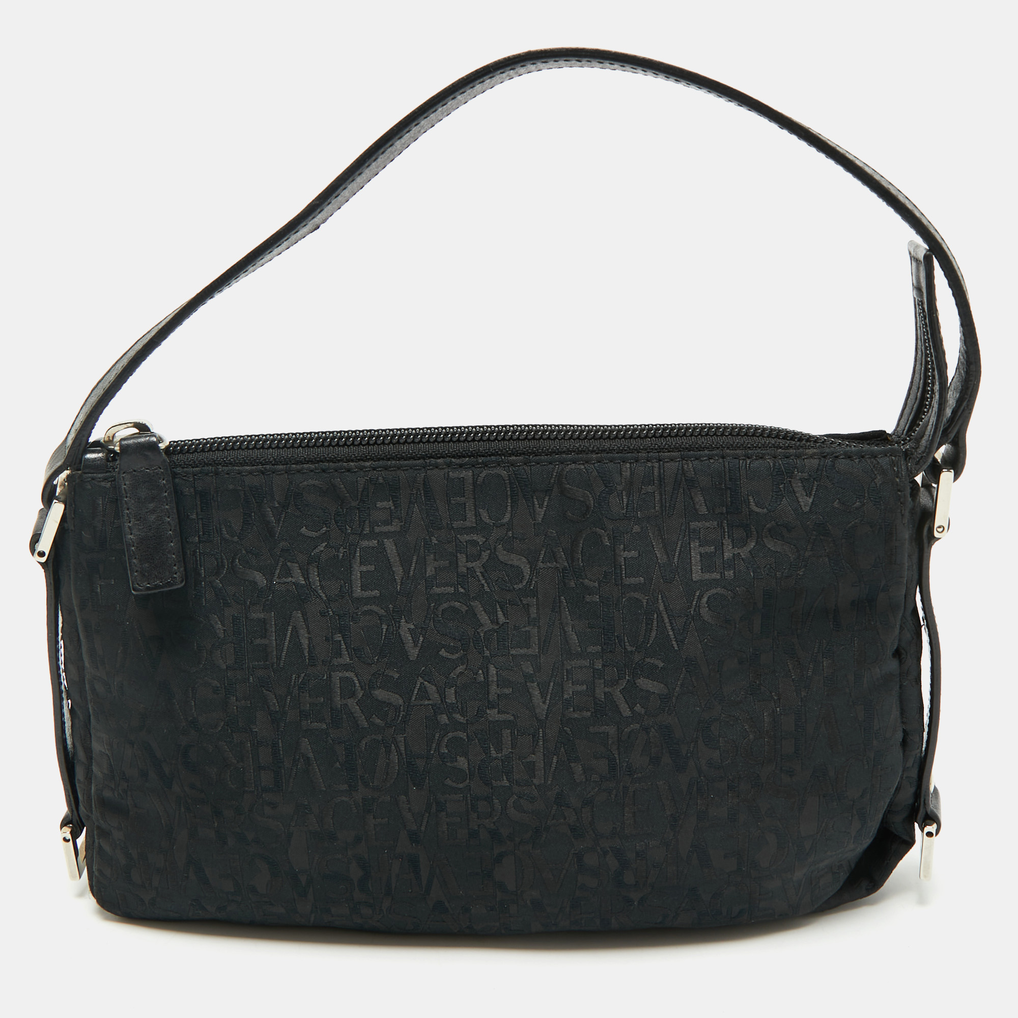 

Versace Black Jacquard Fabric Pochette Bag