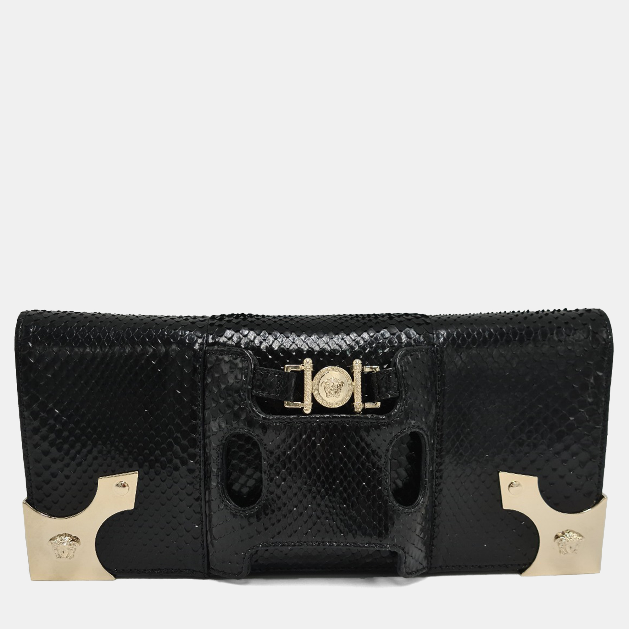 

Versace Python Skin Clutch, Black