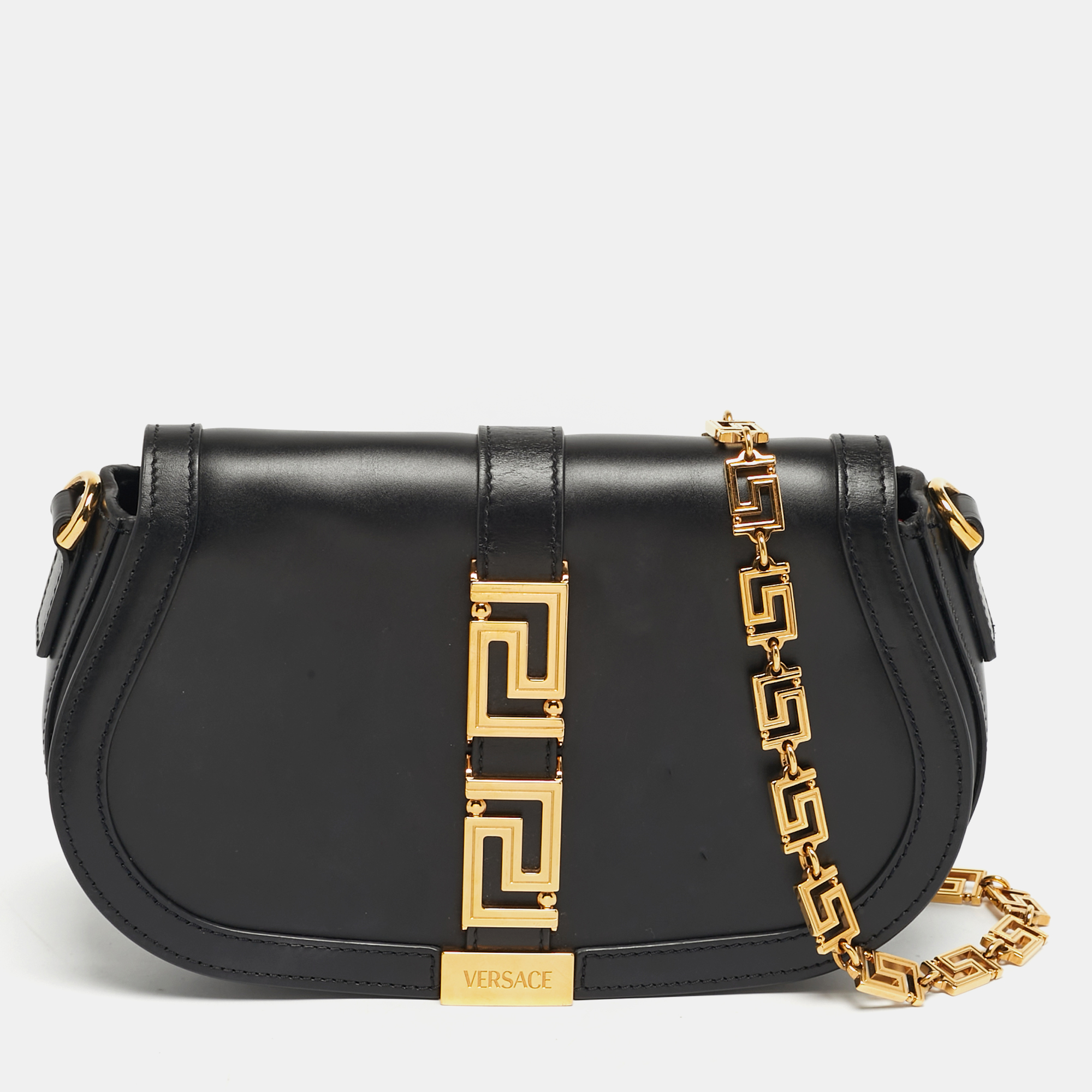 

Versace Greca Goddess Black Leather Flap Shoulder Bag