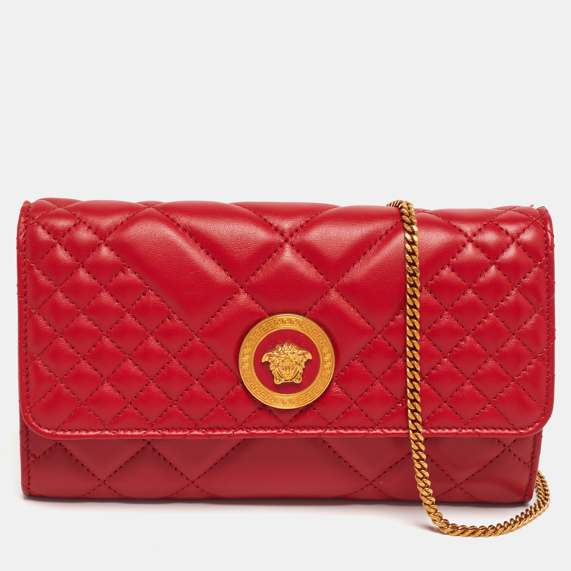 

Versace Medusa La Medusa Red Quilted Leather Chain Clutch