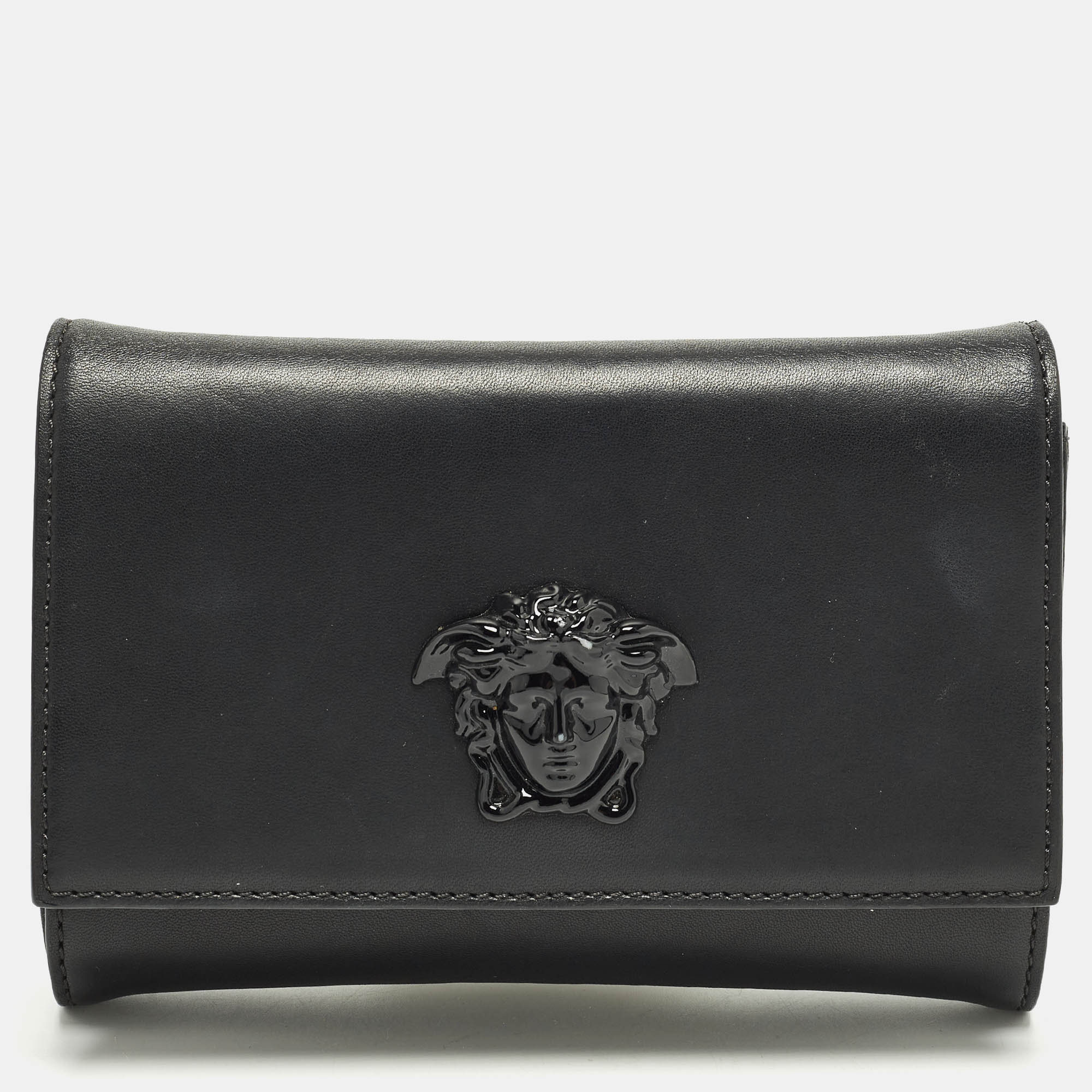 

Versace Palazzo Medusa Black Leather Flap Clutch