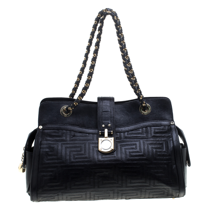 Versace Black Quilted Leather Tote