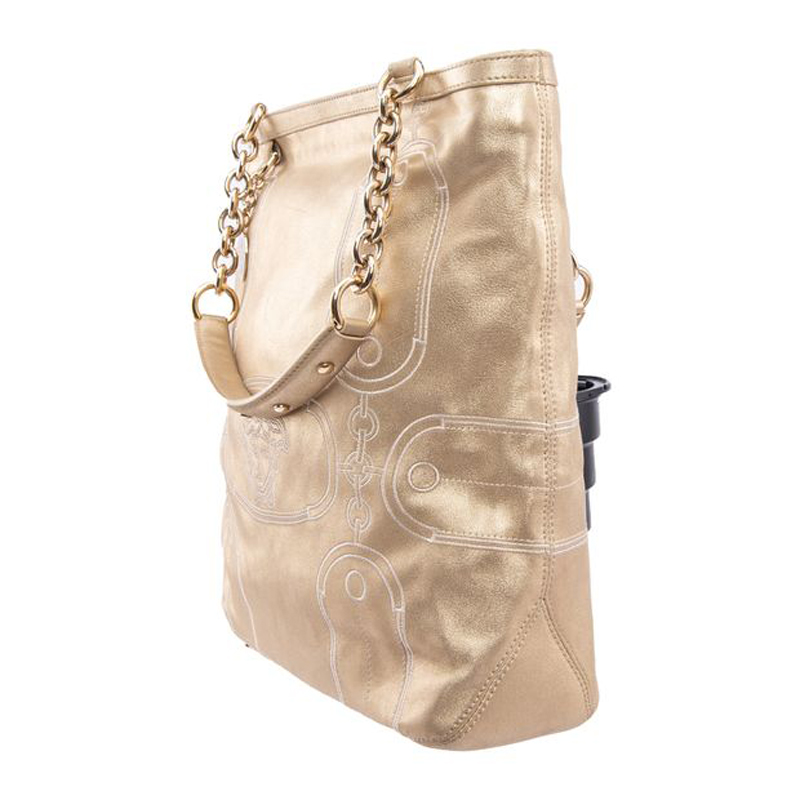 

Versace Gold Metallic Suede Shopper Tote