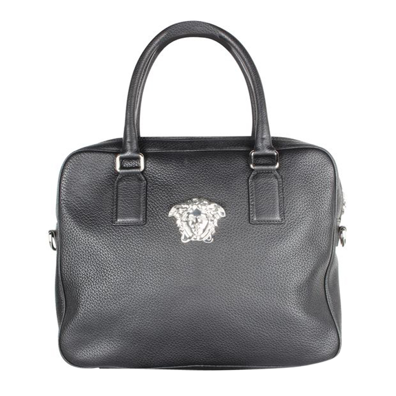 Pre-owned Versace Black Leather Briefcase