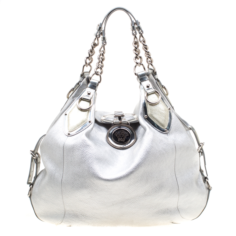 Versace Silver Leather Hobo