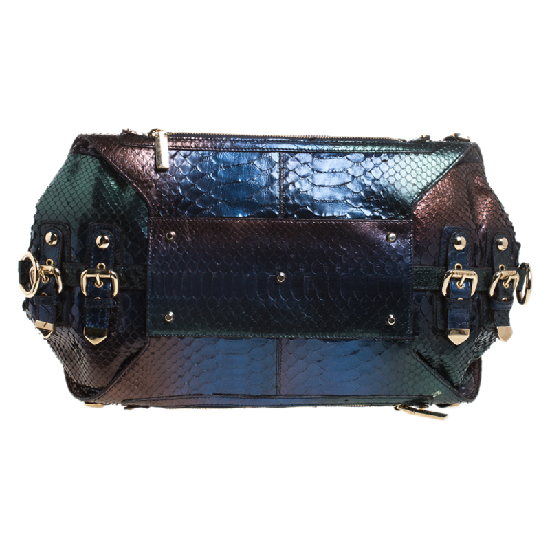 Pre-owned Versace Multicolor Ombre Python Canyon Bag