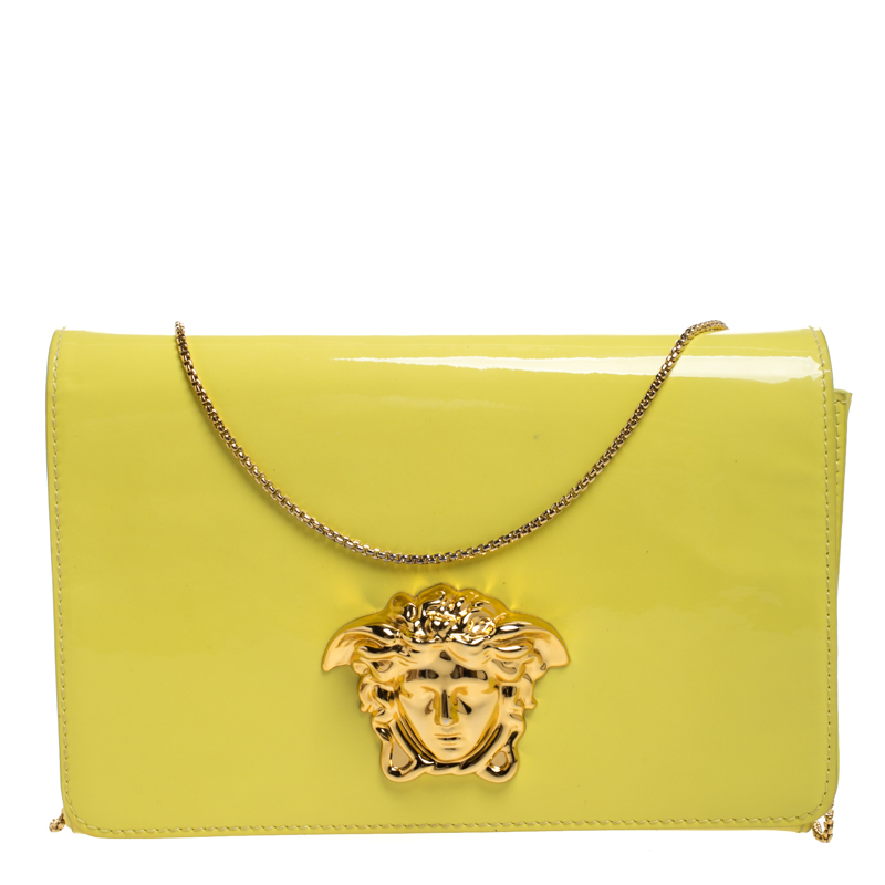 medusa chain leather evening bag