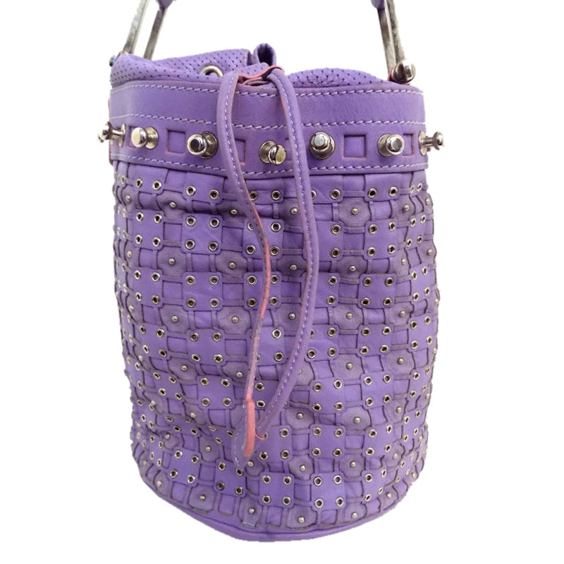 

Versace Purple Leather Studded Bucket Bag