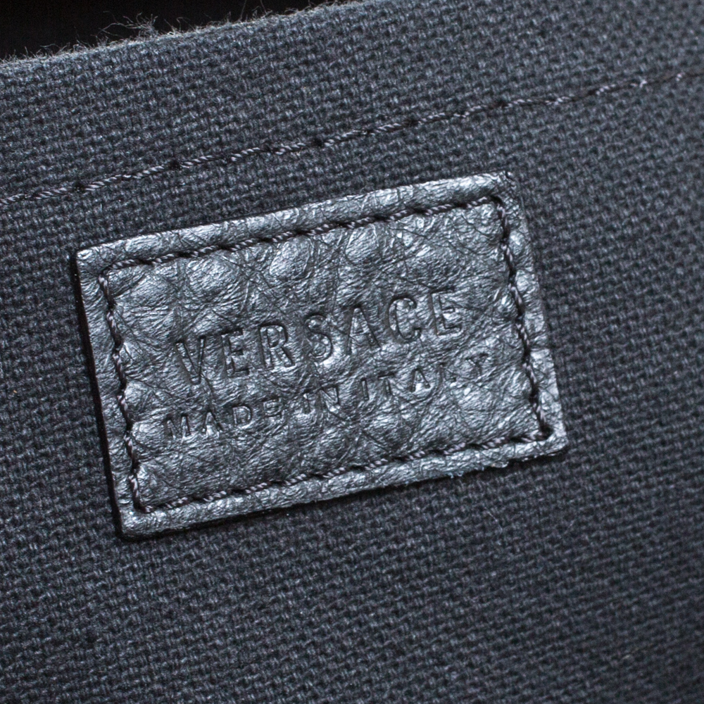VERSACE Medusa Boston Bag Black Leather Solid Handbag – Labels Luxury