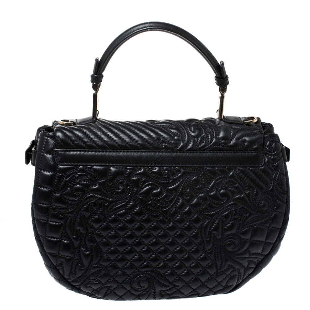 Versace Black Barocco Leather Altea Top Handle Bag Versace