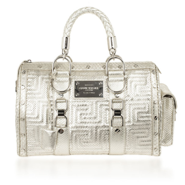 مملوكة مسبقًا Versace Silver Quilted ‘Snap Out Of It’ Satchel