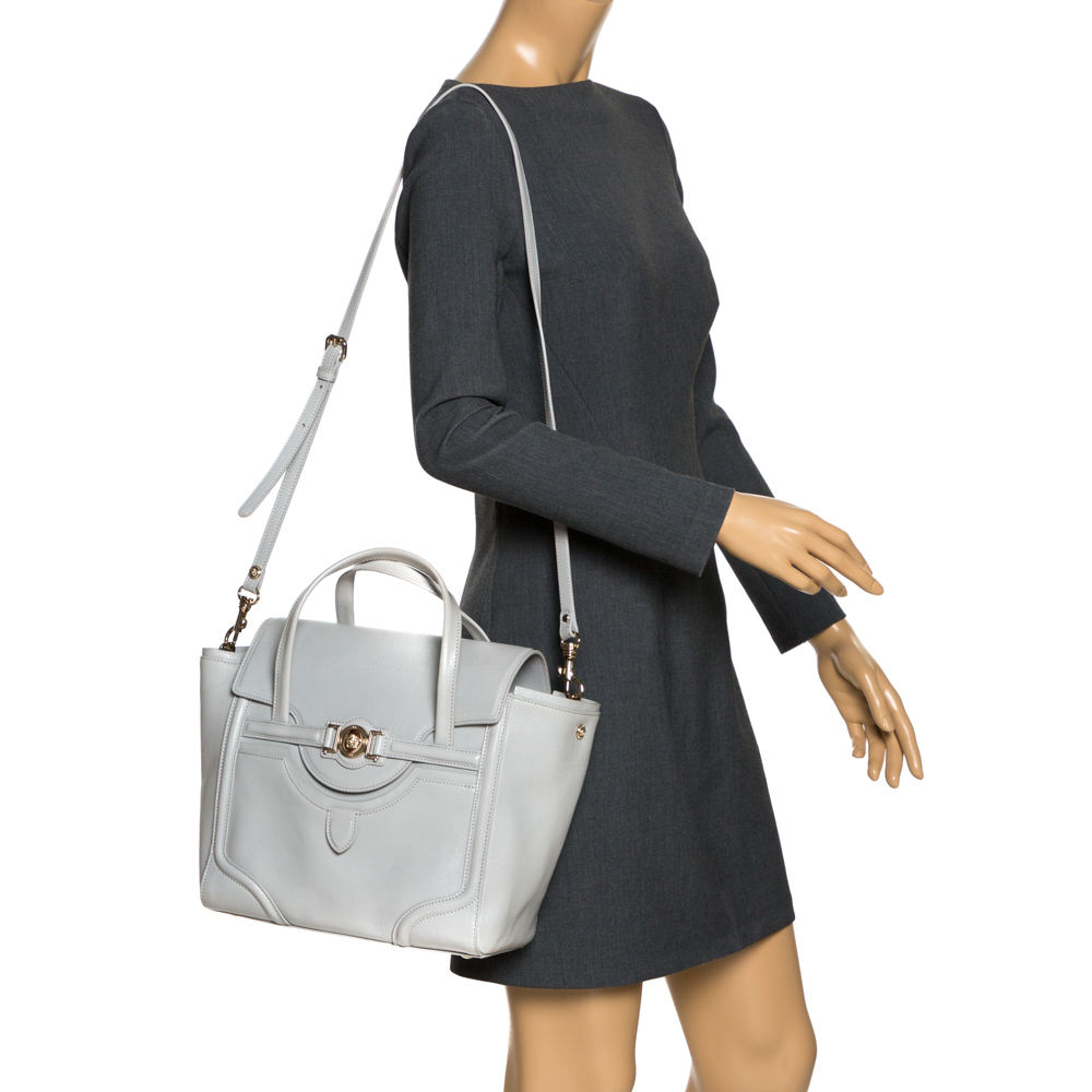 

Versace Grey Leather Medusa Flap Tote