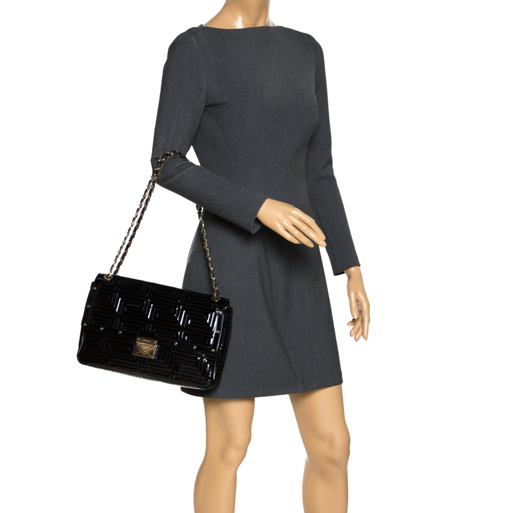 

Versace Black Patent Leather Flap Shoulder Bag