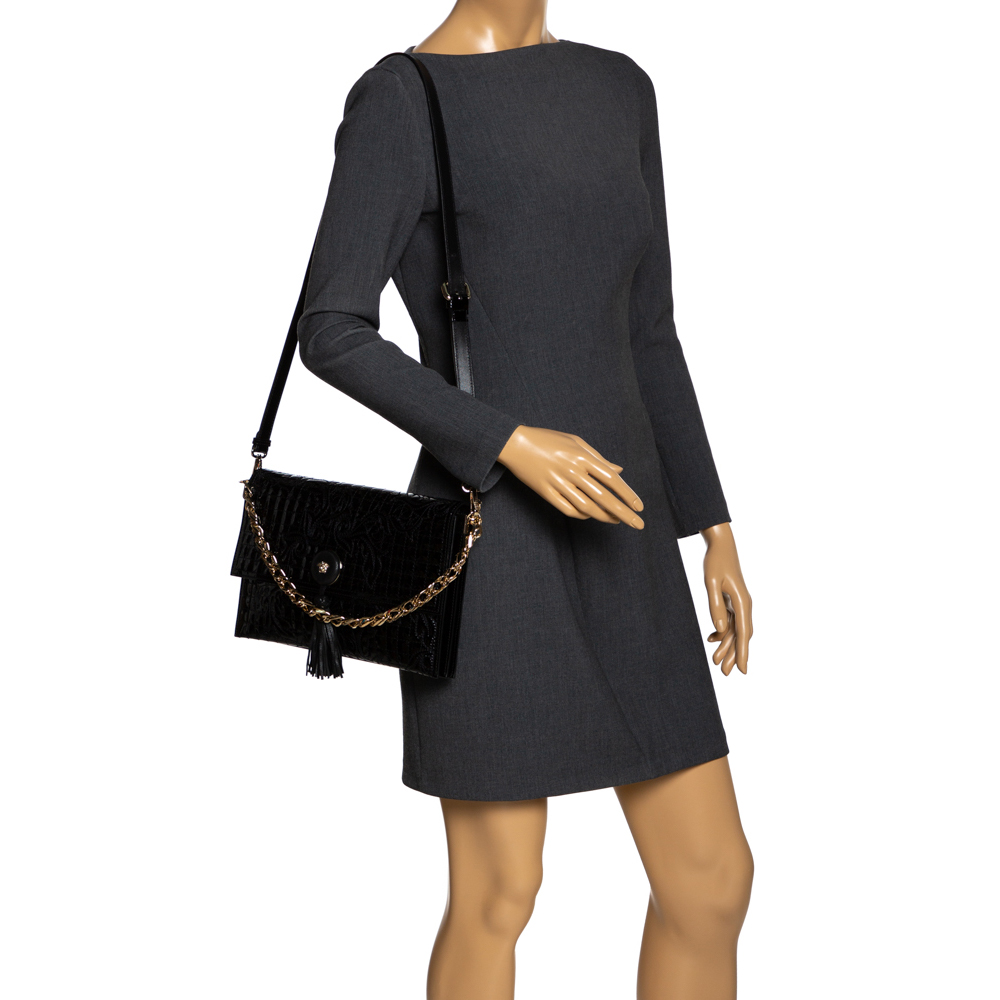 

Versace Black Leather Tassel Medusa Shoulder Bag
