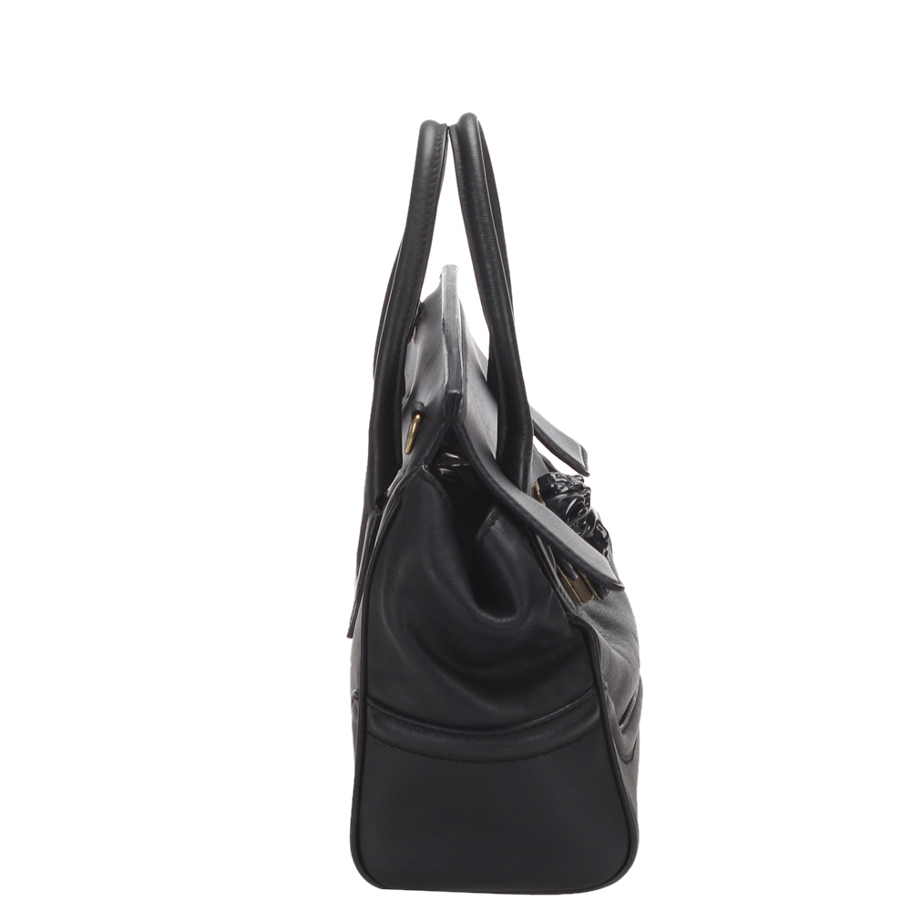 

Versace Black Leather Palazzo Empire Satchel Bag