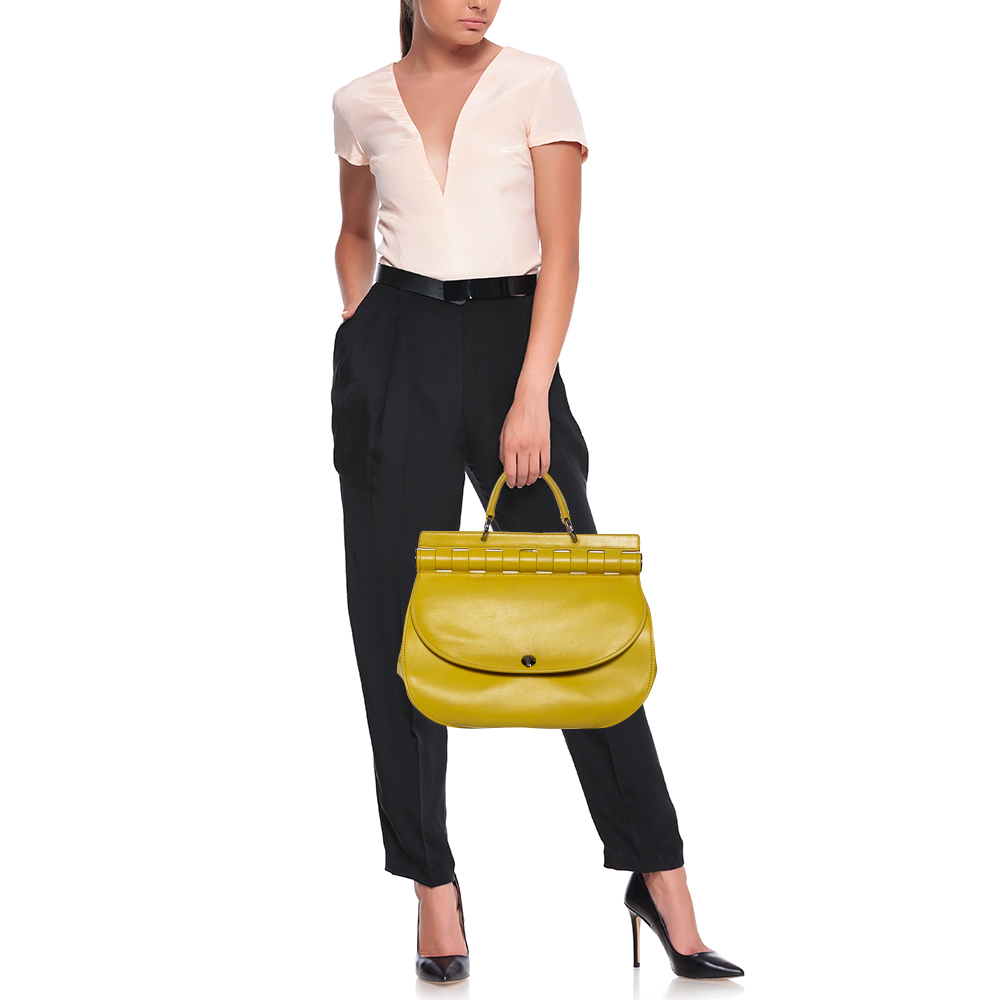

Versace Yellow Leather Top Handle Bag