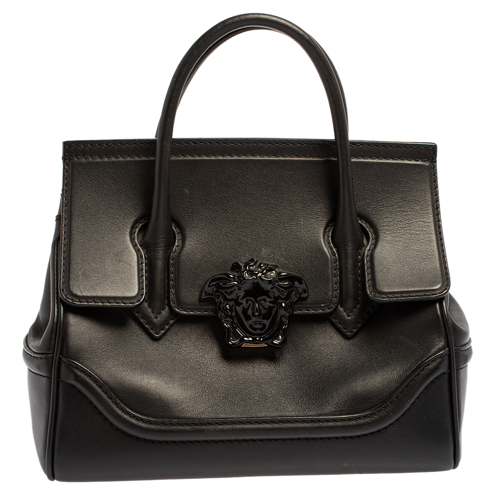 Pre-owned Versace Black Leather Palazzo Empire Tote