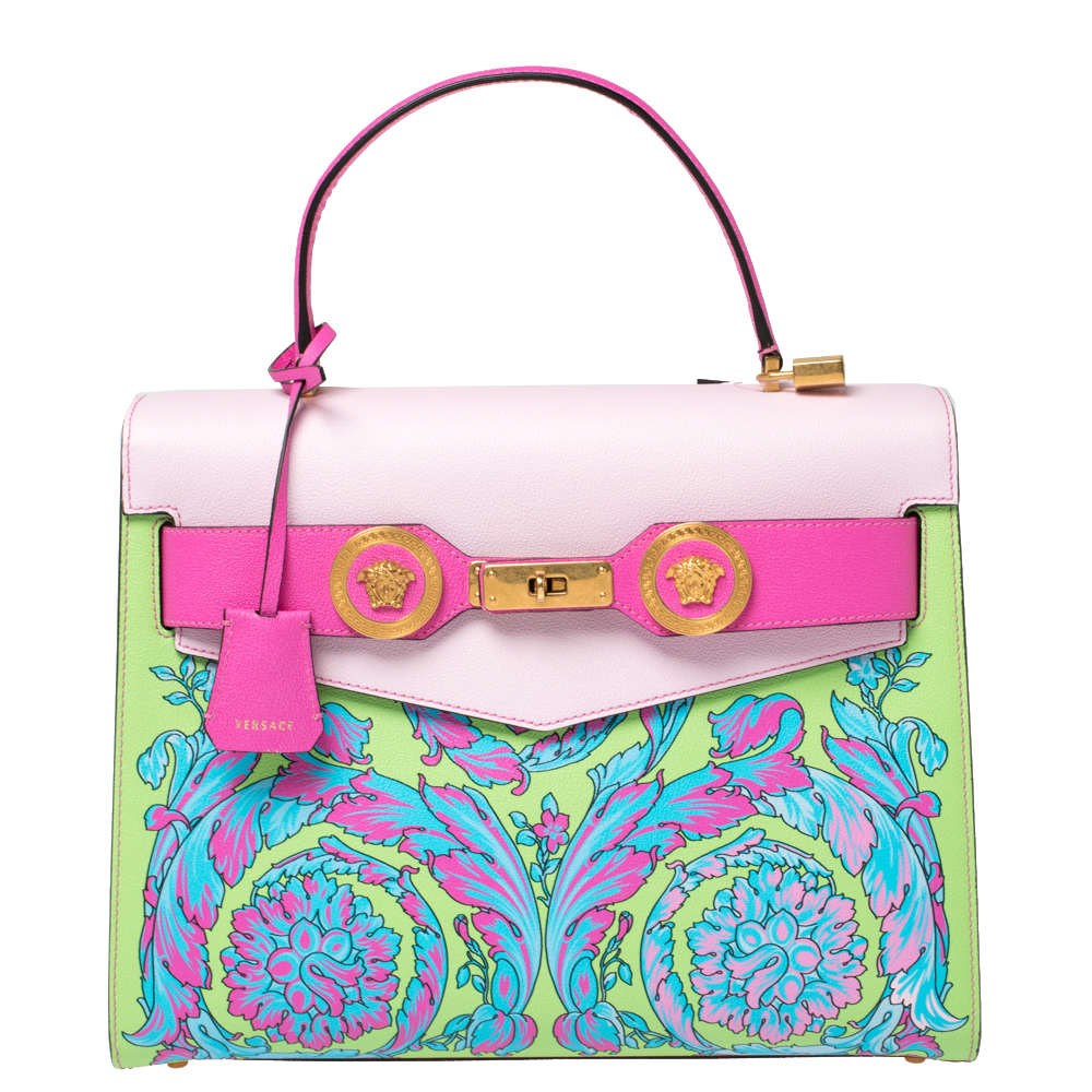 Pre-owned Versace Multicolor Printed Leather Diana Icon Top Handle Bag