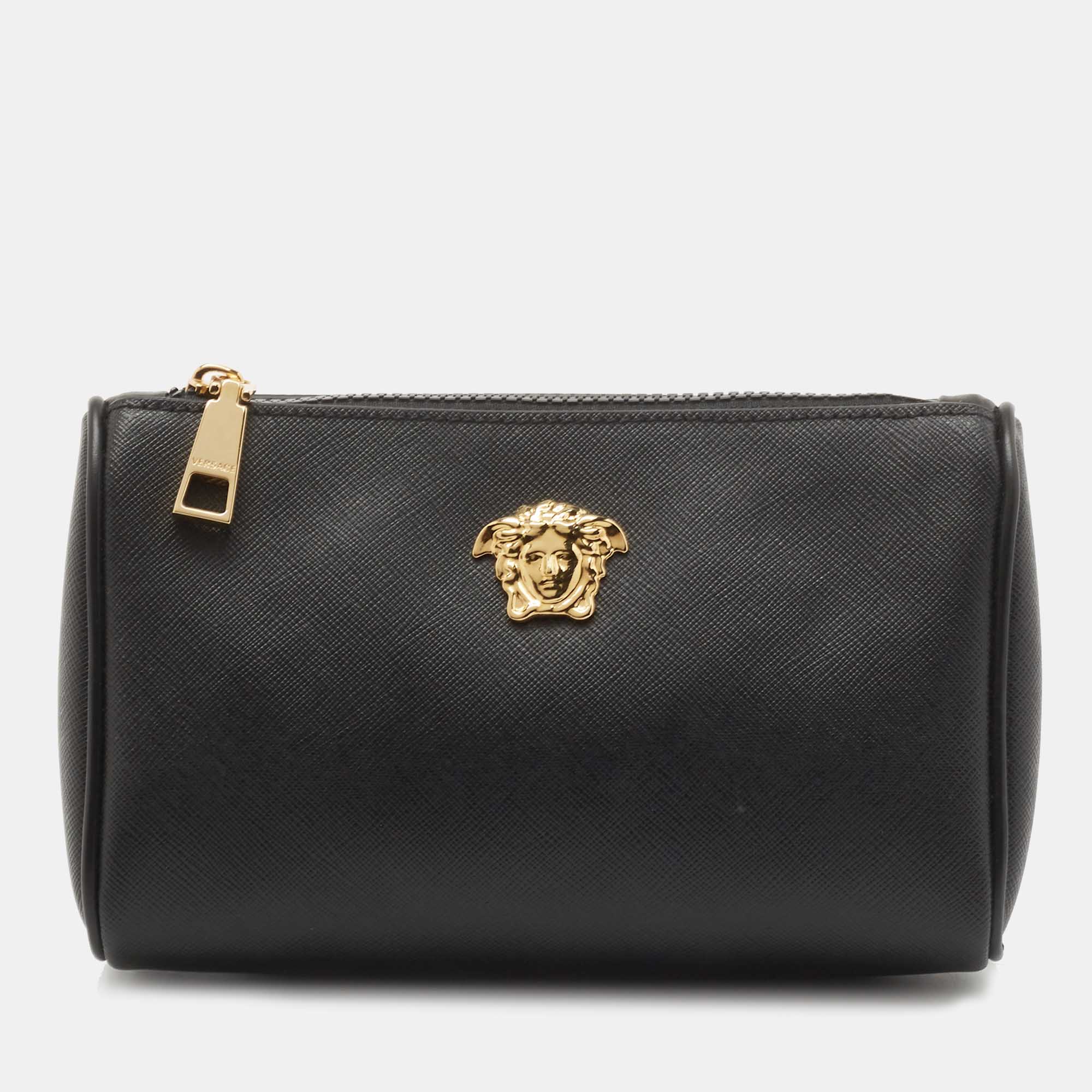مملوكة مسبقًا Versace Black Leather Medusa Pouch