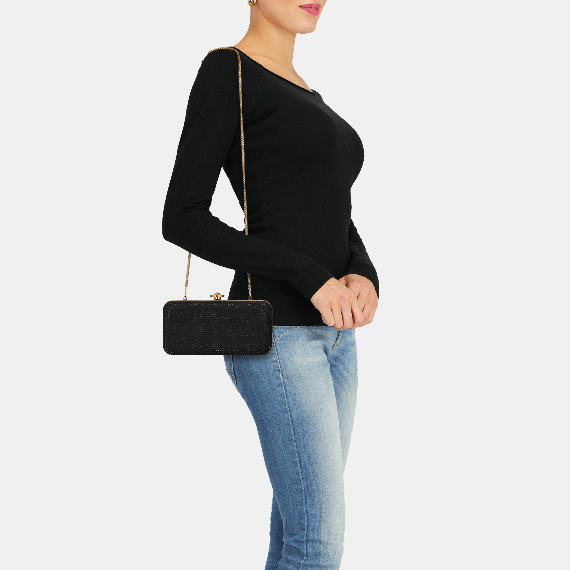 

Versace Women's Synthetic Fibers Clutch Bag - Black
