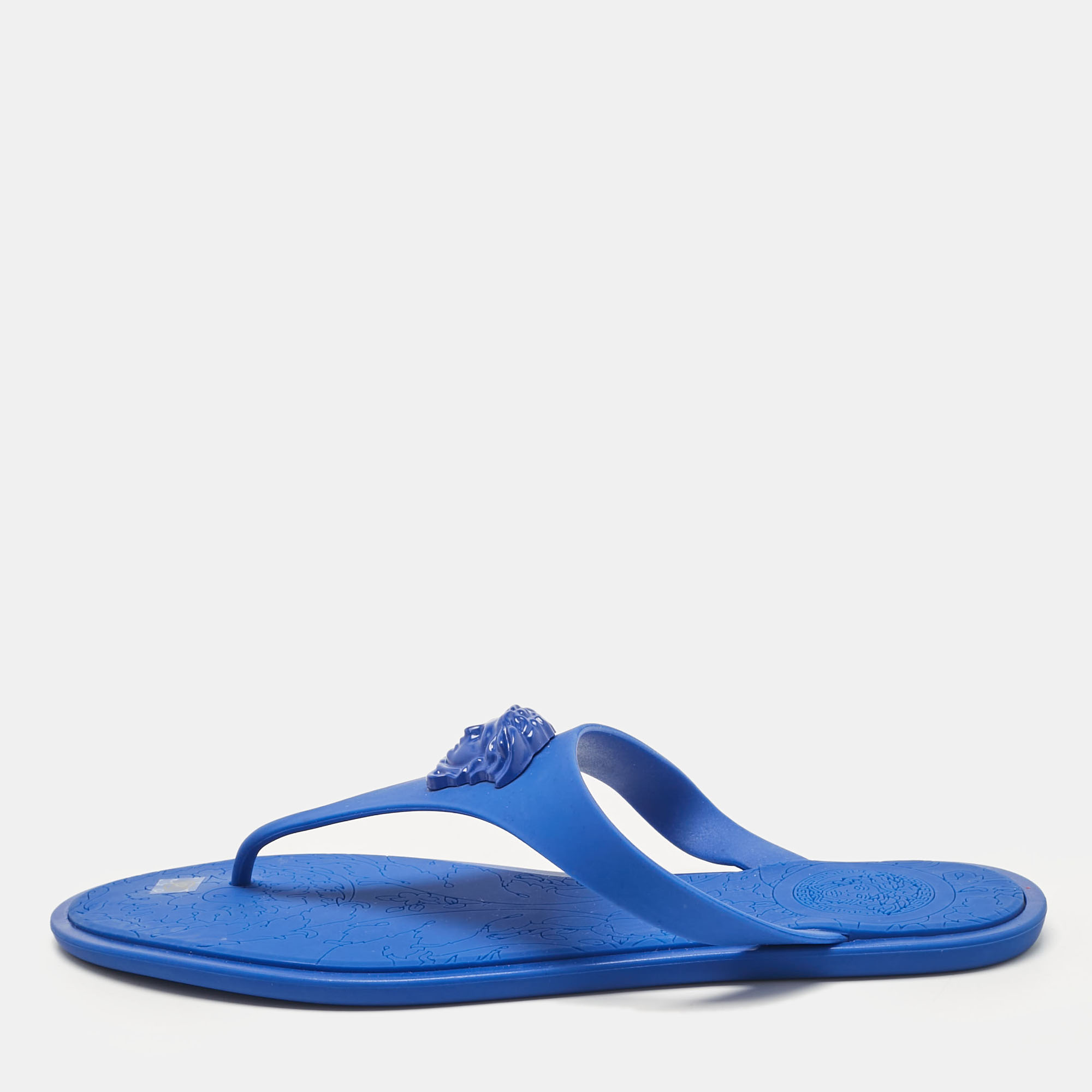 

Versace Blue Rubber Thong Flat Sandals Size