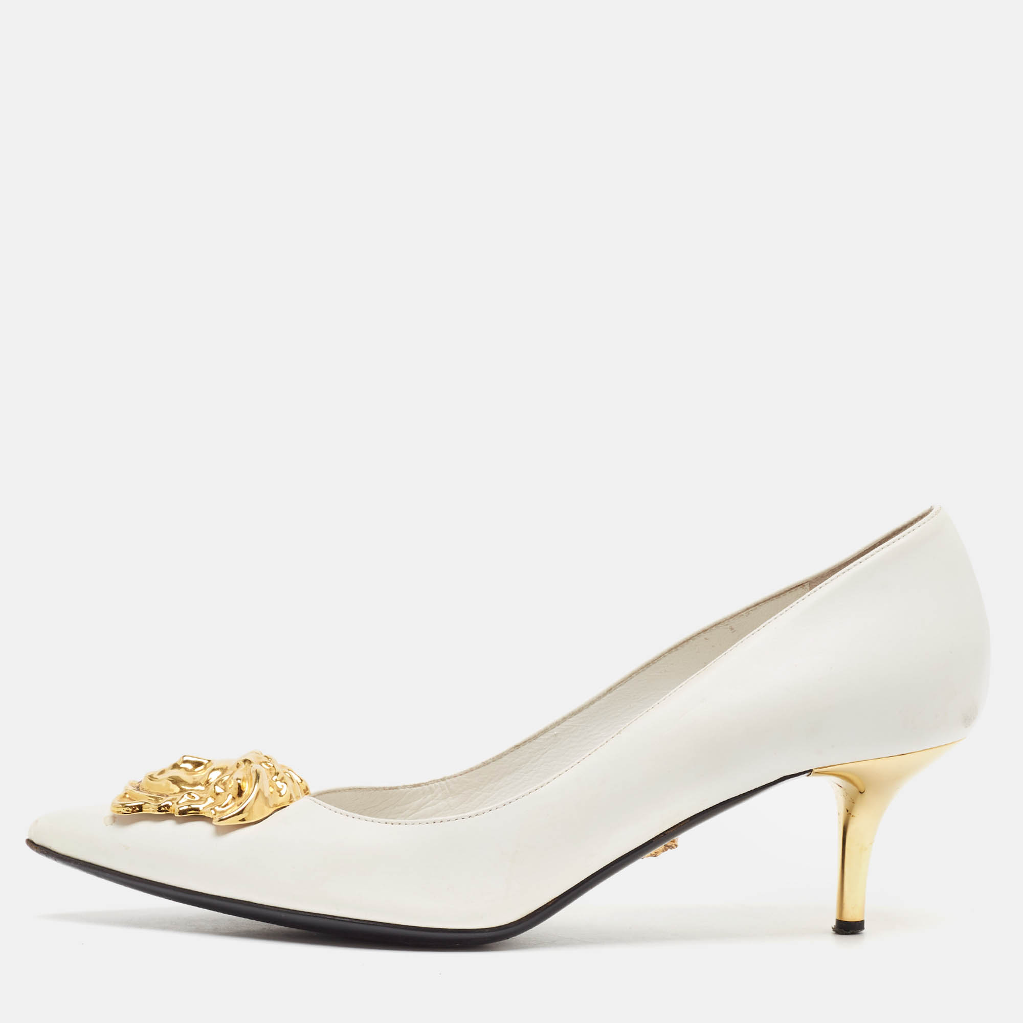 

Versace White Leather Medusa Pumps Size